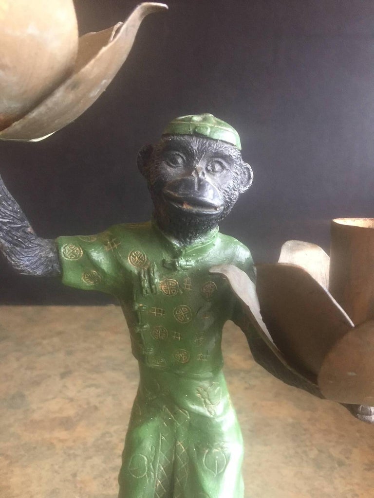 Vintage Cast Iron Monkey Candleholder at 1stDibs