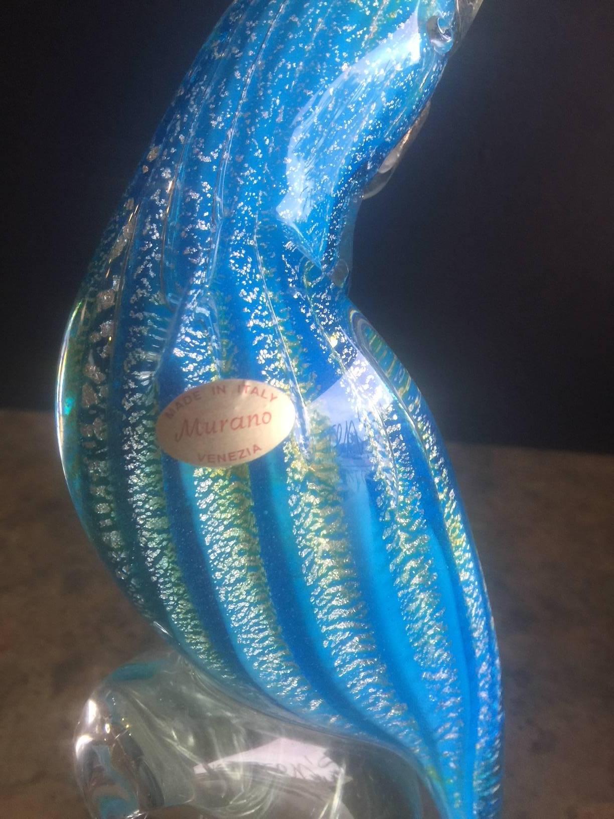 Mid-Century Modern Stylish Cockatoo or Bird Signed Art Glass Sculpture by Murano Glass For Sale