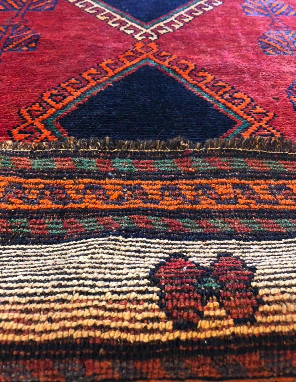 Wool Persian Hand-Knotted Tribal Red Shiraz Rug