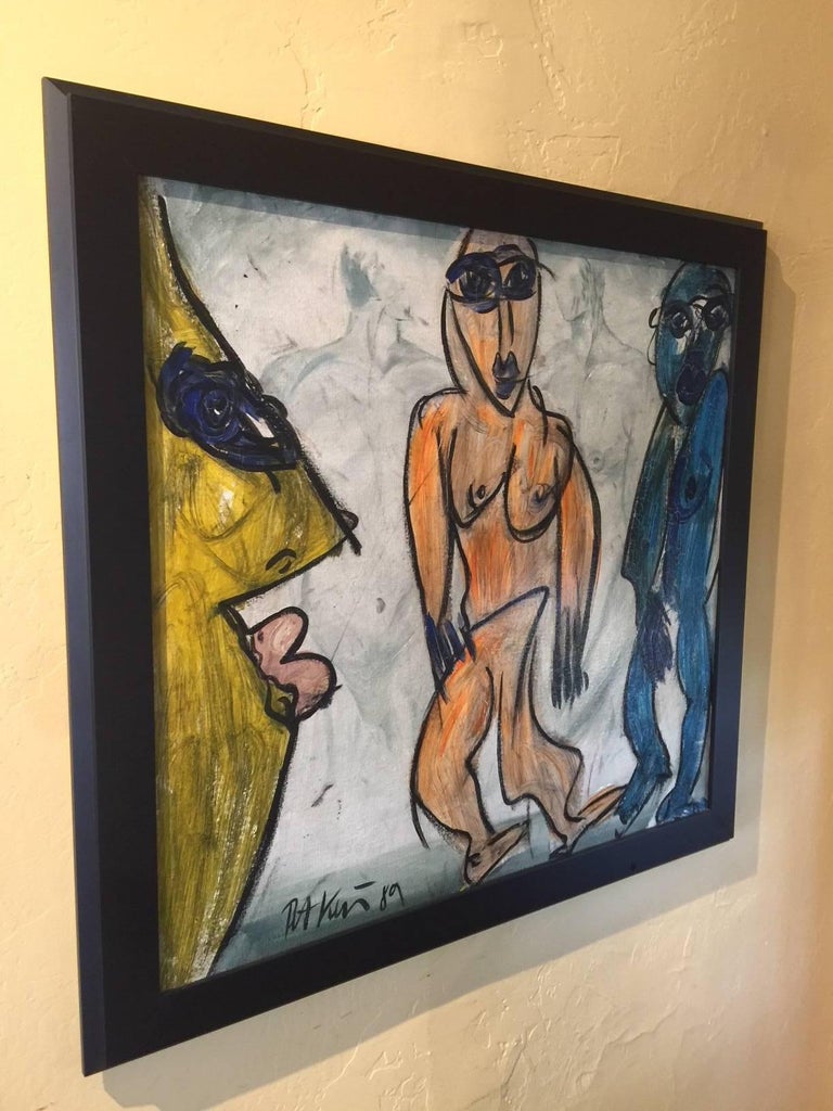 German Original Modernist Expressionist Figural Painting by Peter Keil For Sale