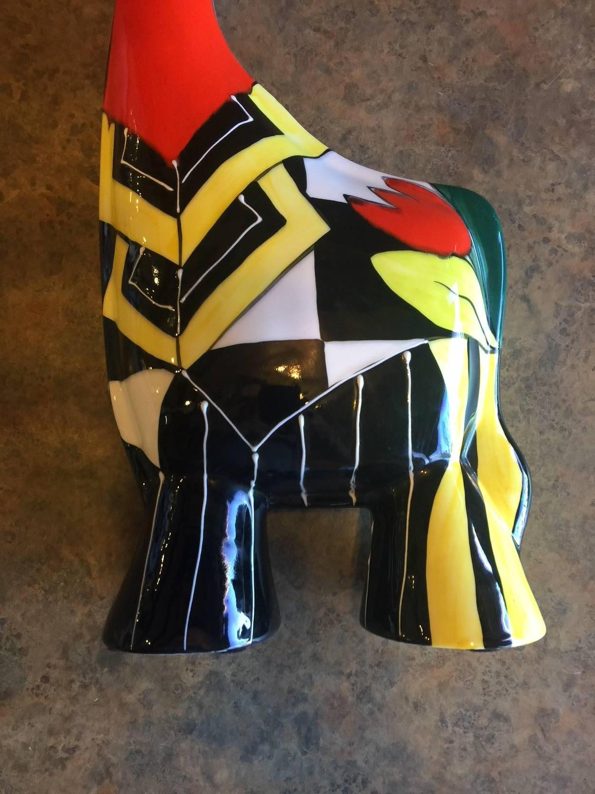 Colorful Ceramic Giraffe by Turov Art of Russia In Excellent Condition For Sale In San Diego, CA