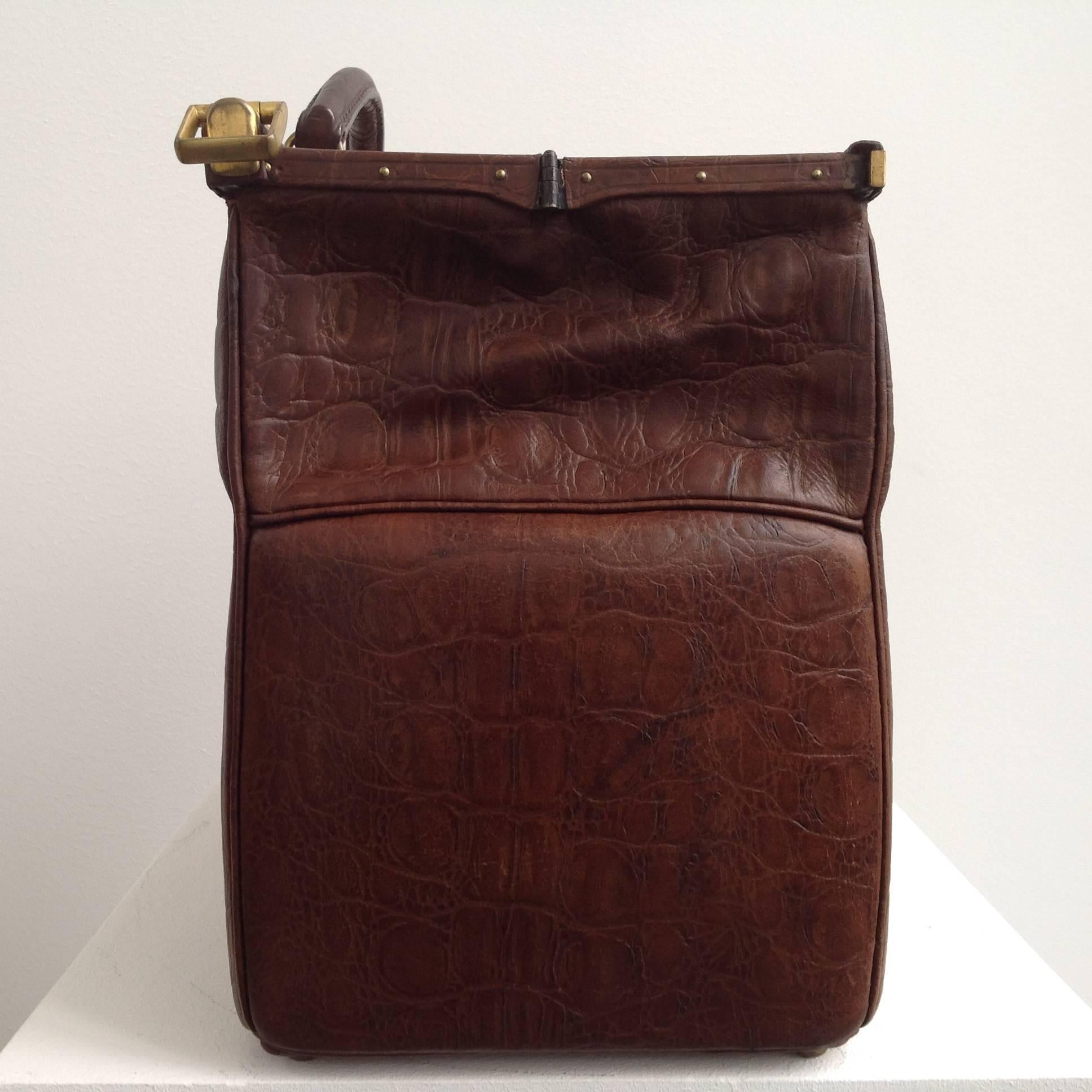 Gorgeous Doctor's Bag with Crocodile Pattern, like New, 1930 1
