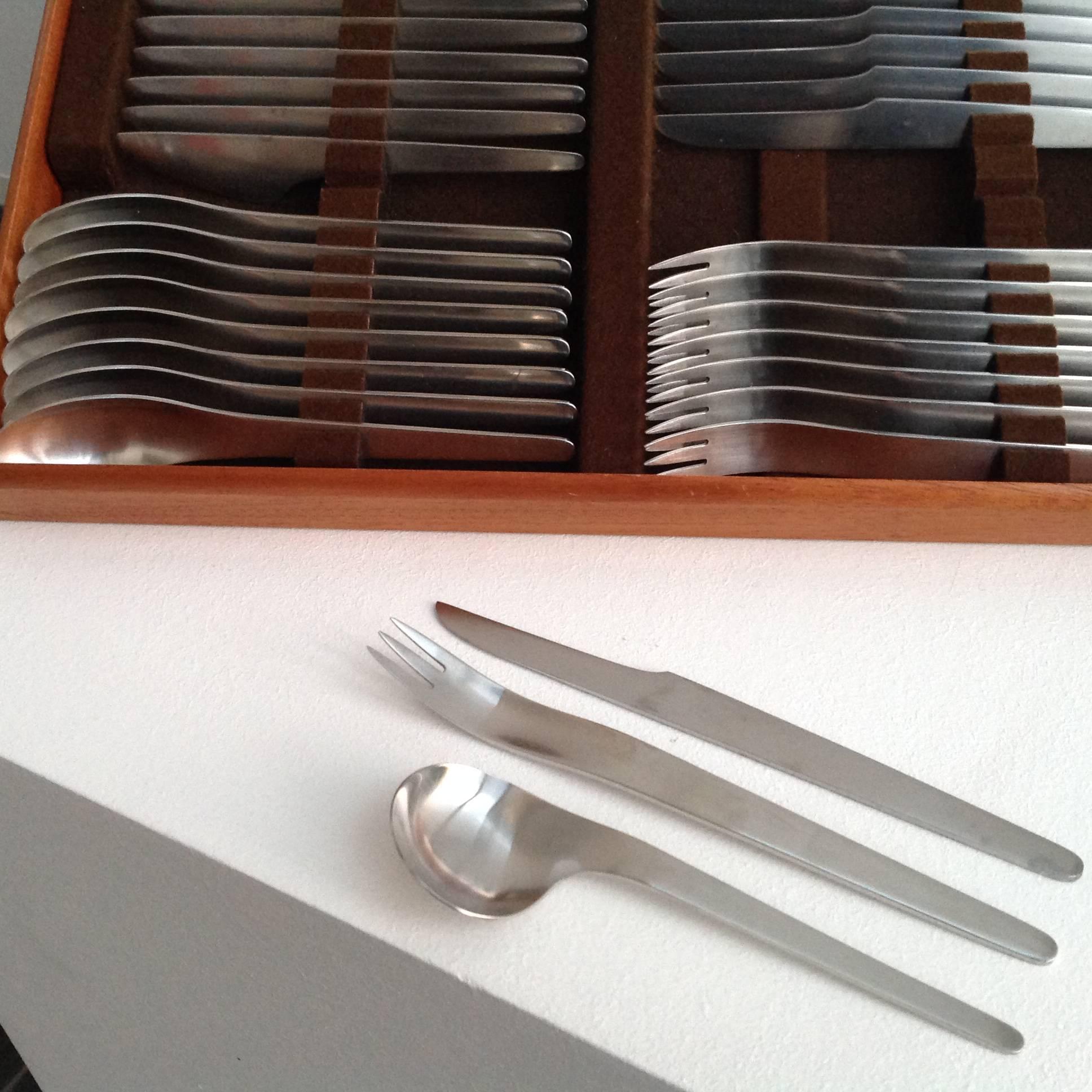 Stainless Steel Arne Jacobsen Designed Flatware for Eight Made by a. Michelsen in Very Good Cond