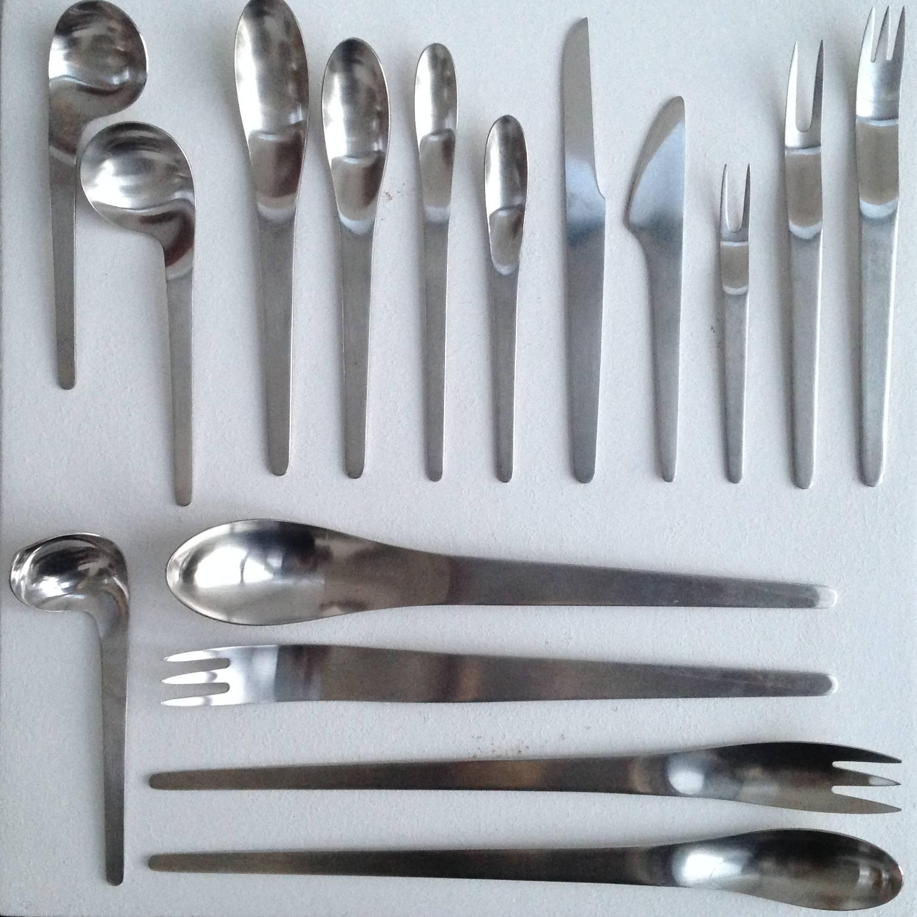 Mid-20th Century Arne Jacobsen Designed Flatware for Eight Made by a. Michelsen in Very Good Cond