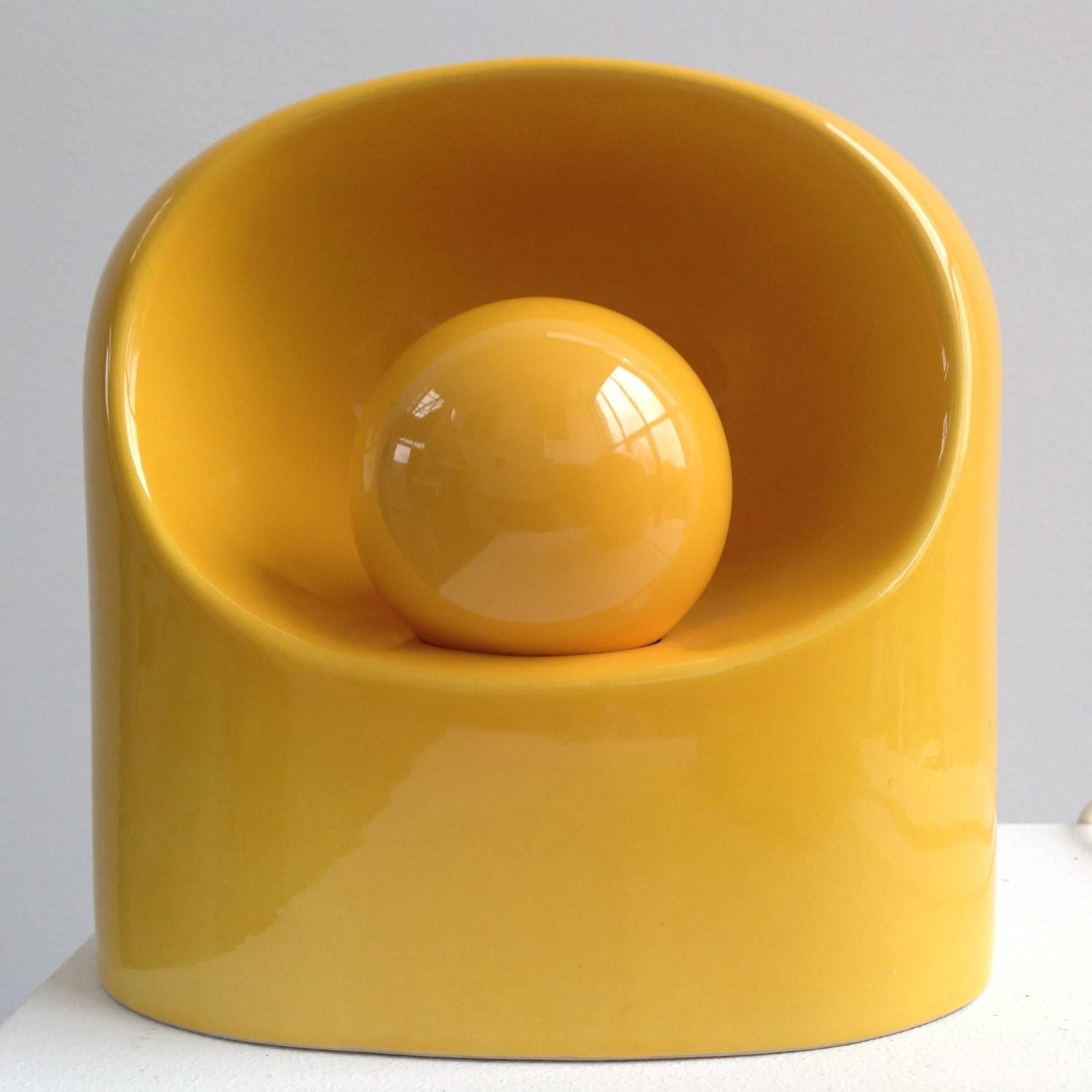 Porcelain Two Rare yellow Ceramic Lamps by Marcello Cuneo For Gabianelli, circa 1960