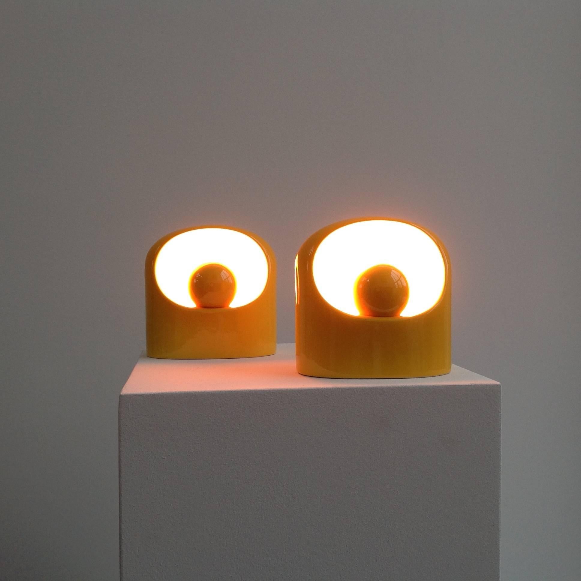 Two Rare yellow Ceramic Lamps by Marcello Cuneo For Gabianelli, circa 1960 1