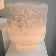 Pair of Round, Large and Small, Alfredo Barbini Murano Glass Floor Lamps