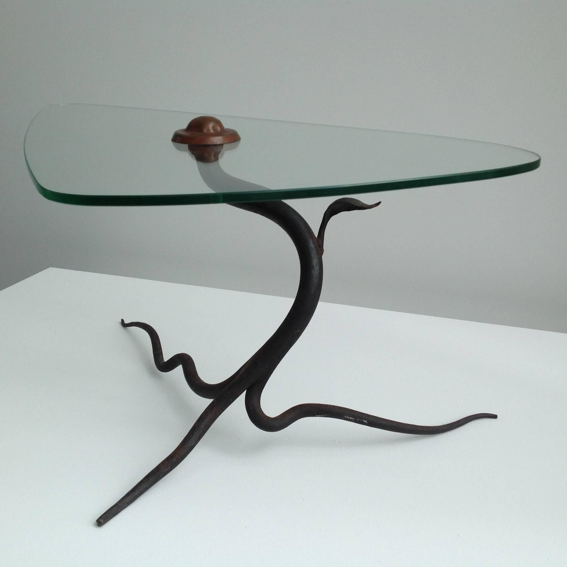 Mid-20th Century Piece Unique, Artwork Wrought Iron Table, 1960 For Sale