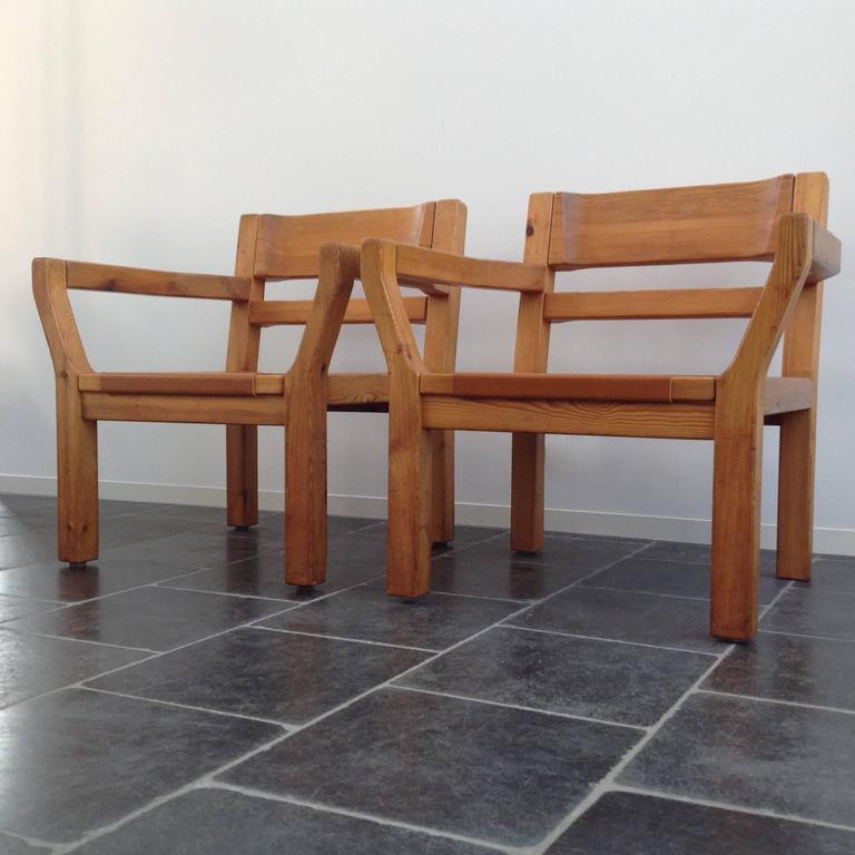 comfortable easy chairs scandinavian pinewood and leather at 1stdibs comfortable easy chairs scandinavian pinewood and leather at 1stdibs