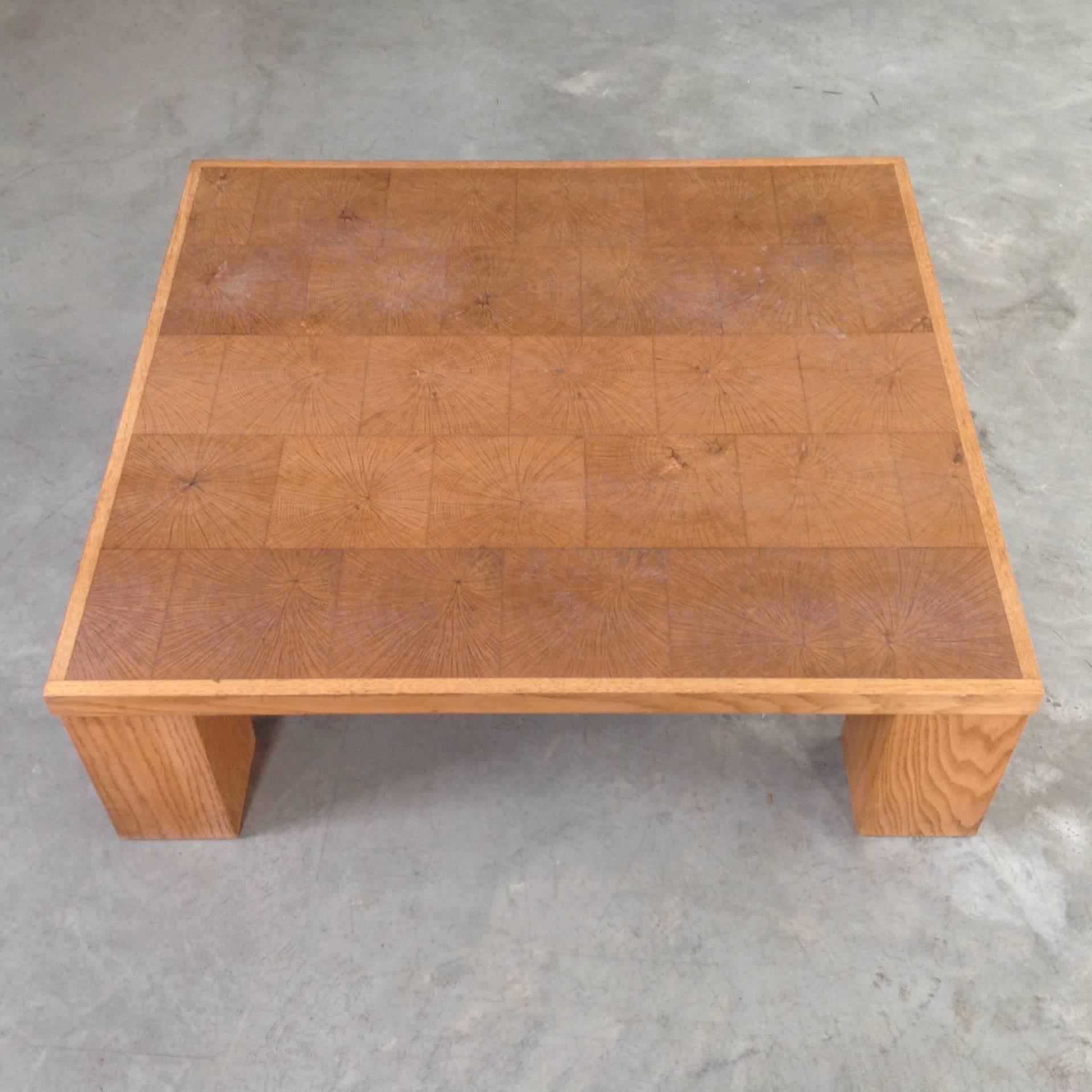 Modern Elegant Coffee Table in Solid Oak Block Wood by Emiel Veranneman, Anno, 1969 For Sale