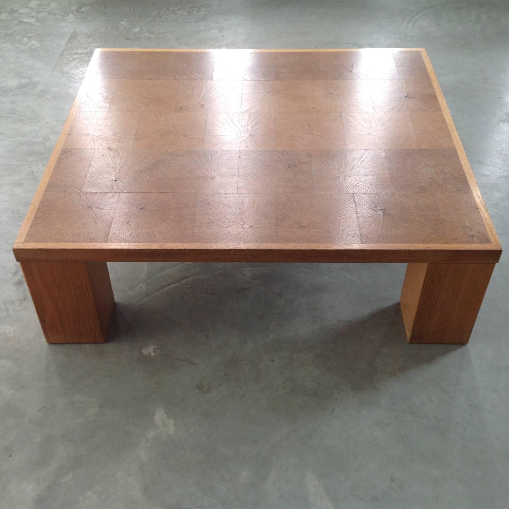 Mid-20th Century Elegant Coffee Table in Solid Oak Block Wood by Emiel Veranneman, Anno, 1969 For Sale