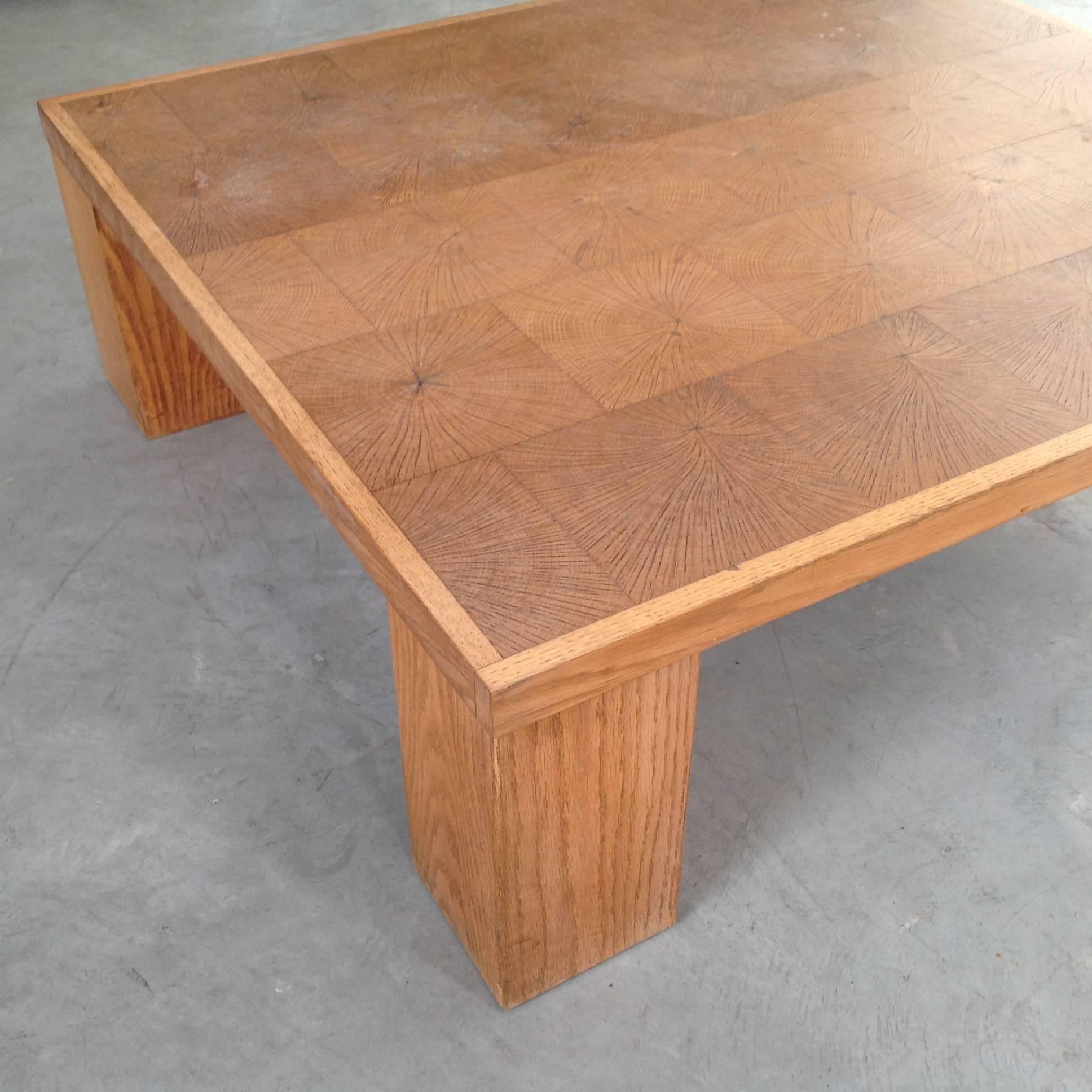 Elegant Coffee Table in Solid Oak Block Wood by Emiel Veranneman, Anno, 1969 For Sale 3