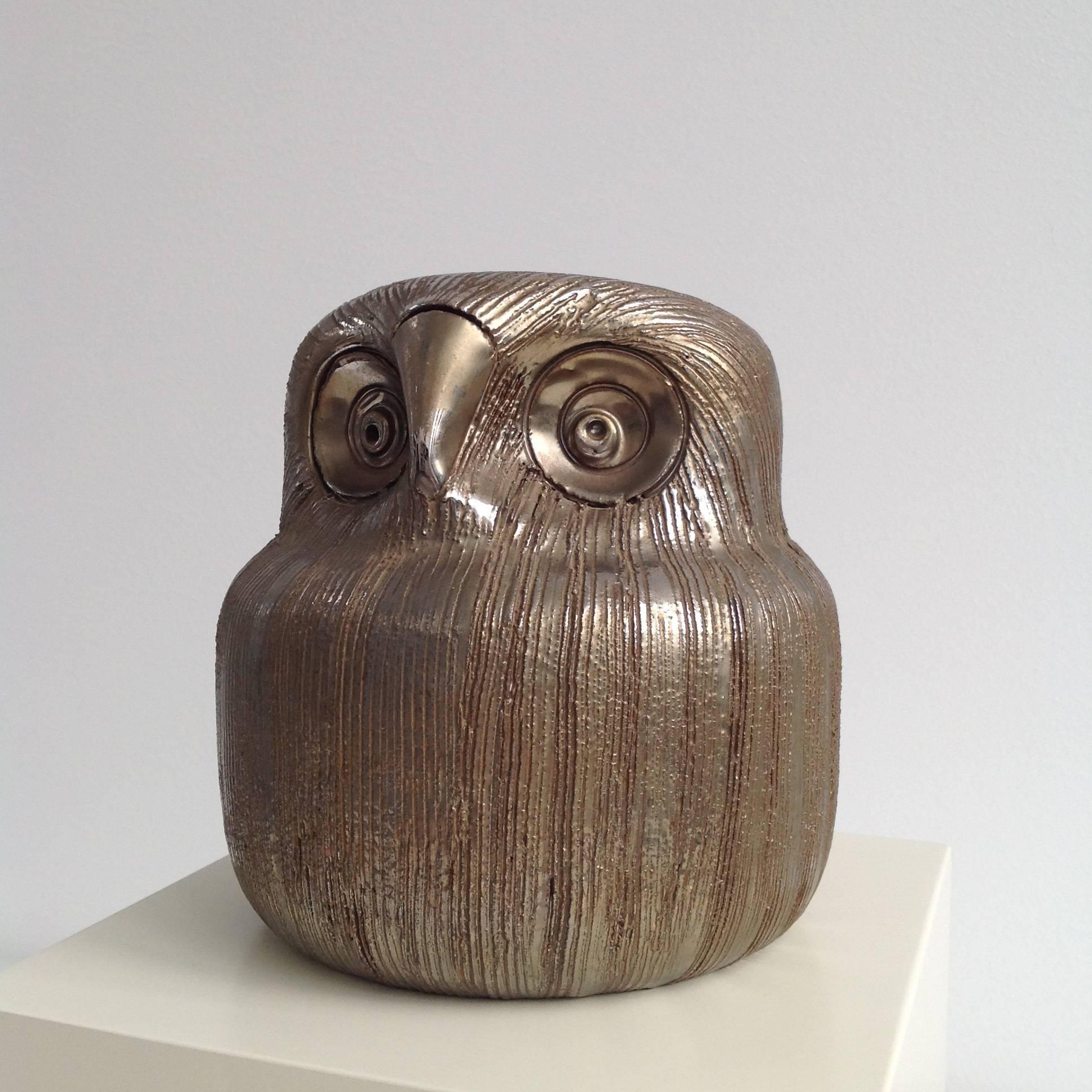 Italian Beautiful Ceramic Owl, Italy, 1970 For Sale