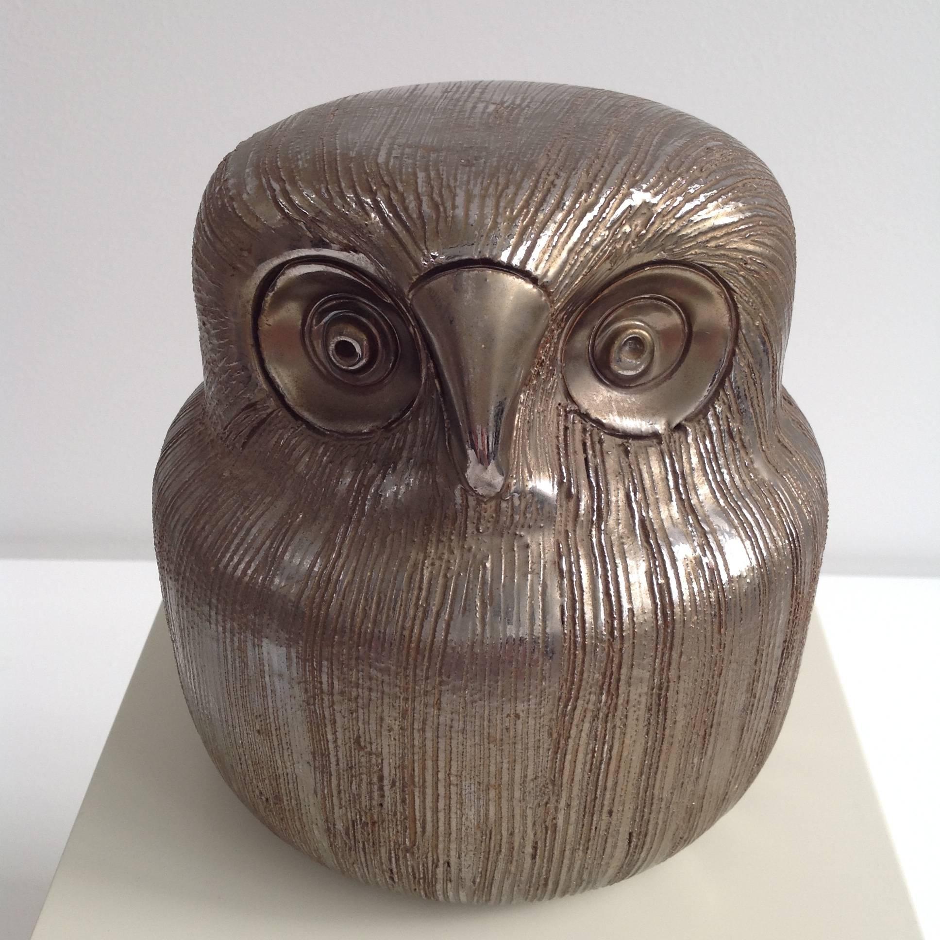 Late 20th Century Beautiful Ceramic Owl, Italy, 1970 For Sale