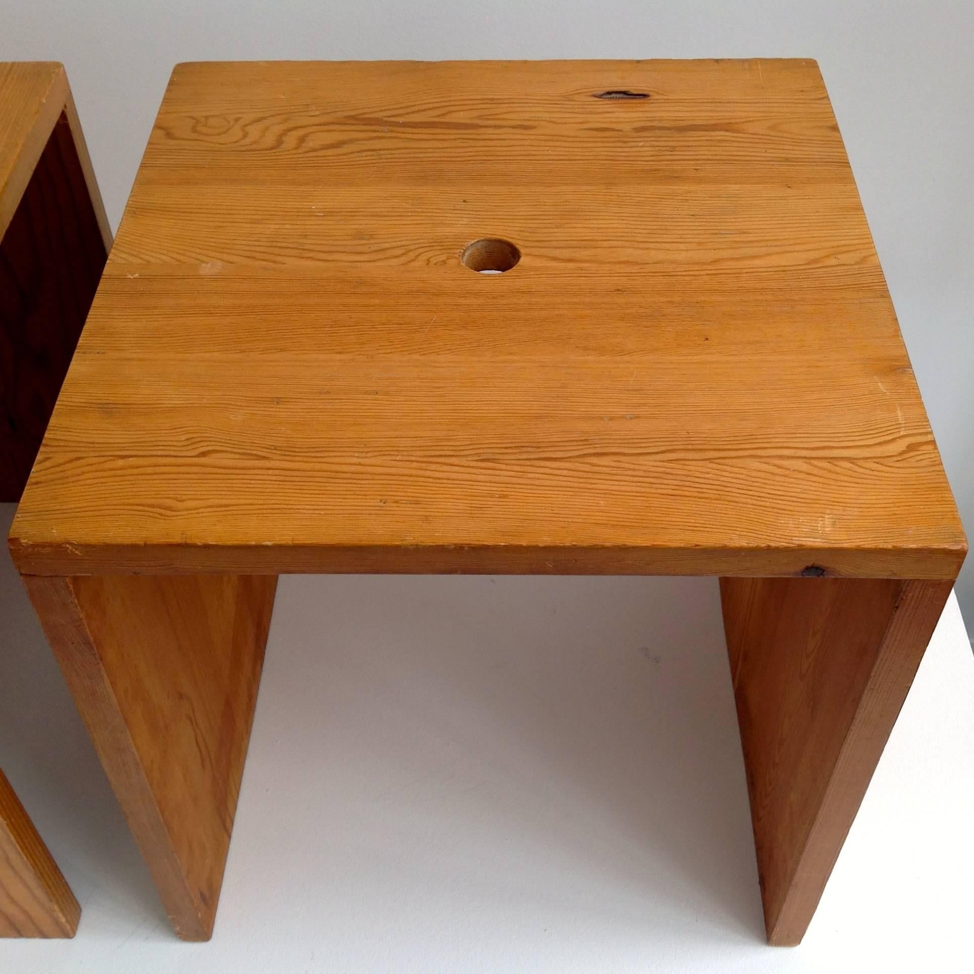 Brutalist Pair of Custom-Made Side Tables, Style Pierre Chapo