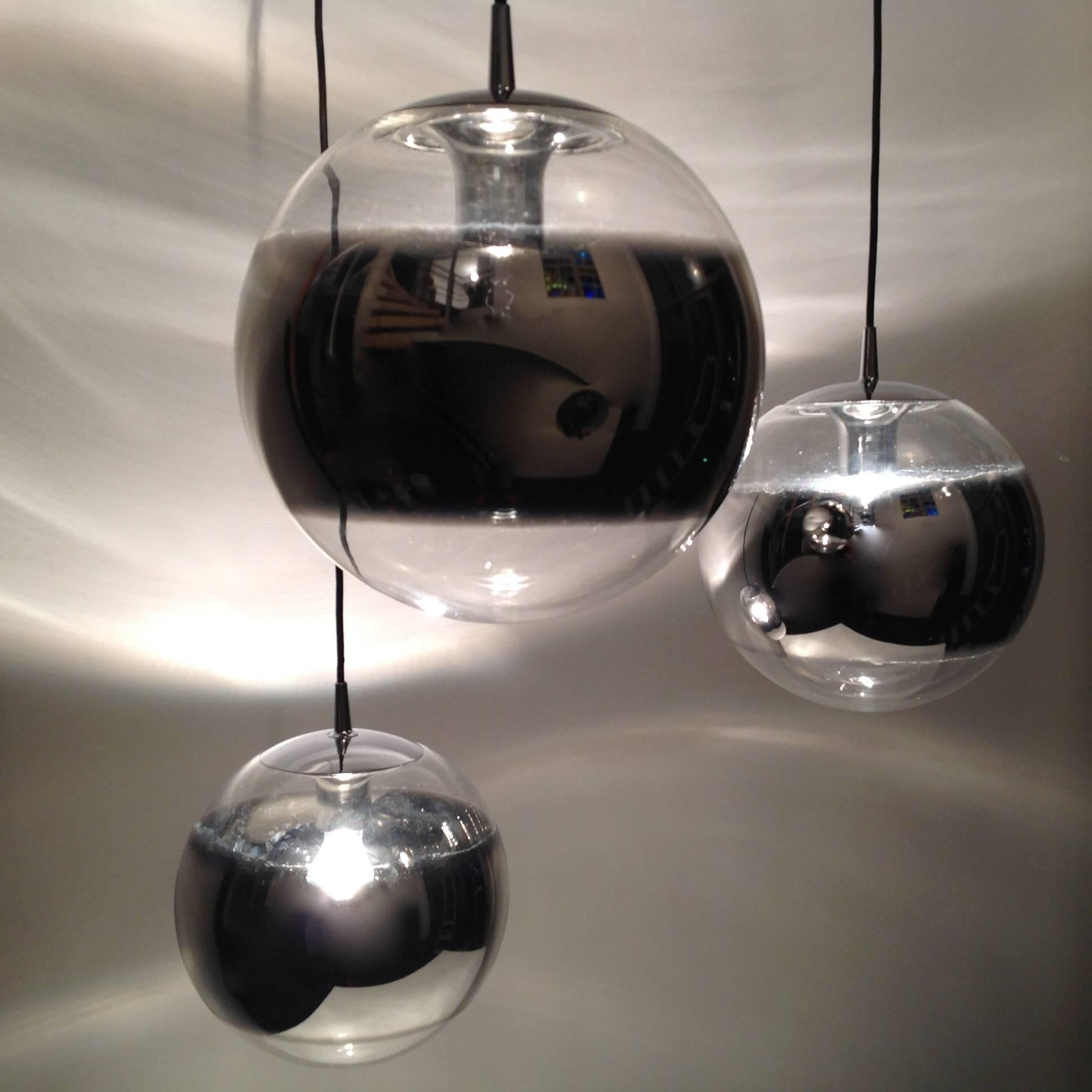 European Three Amazing Glass Globes with Integrated Mirror, Anno, 1960 For Sale