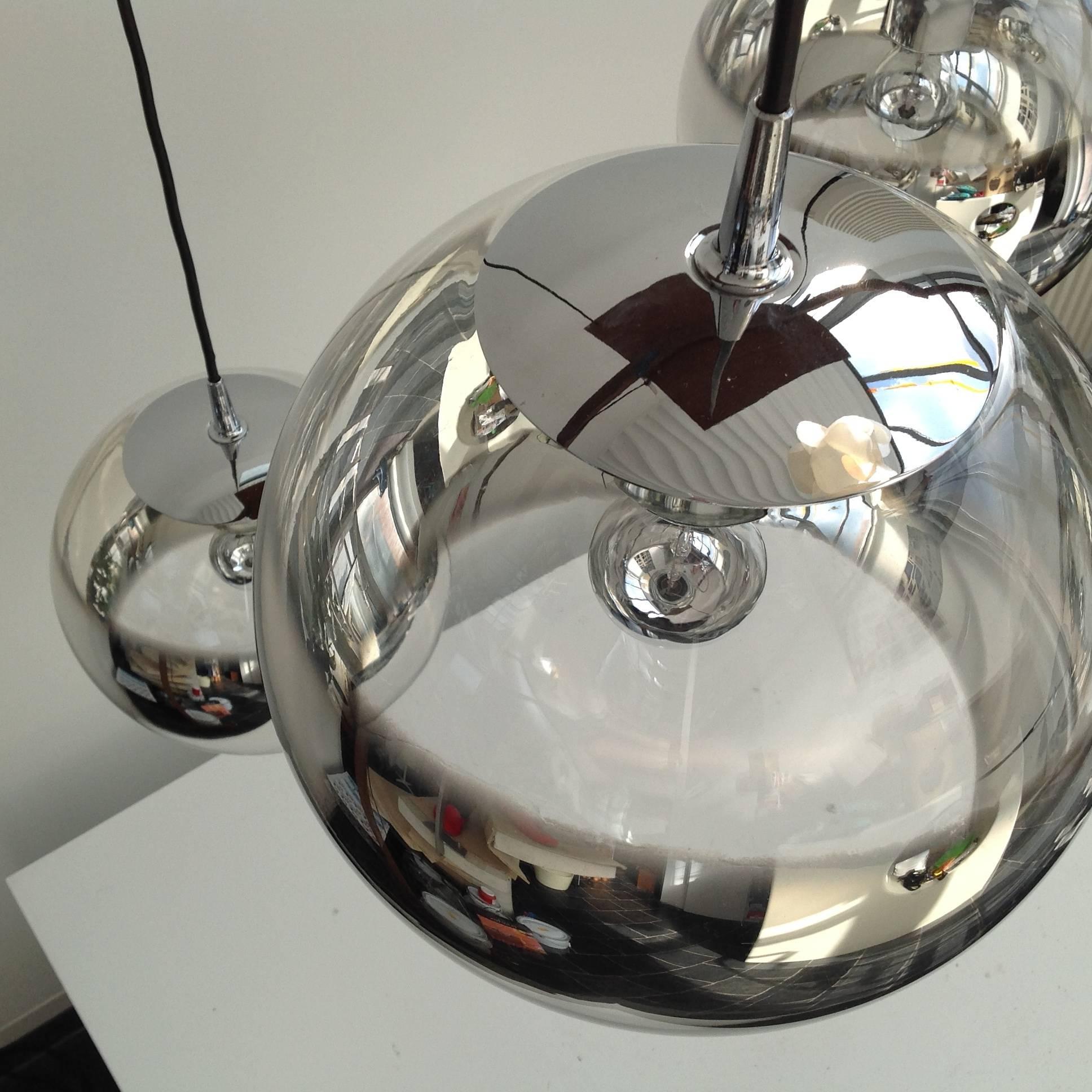 Chrome Three Amazing Glass Globes with Integrated Mirror, Anno, 1960 For Sale
