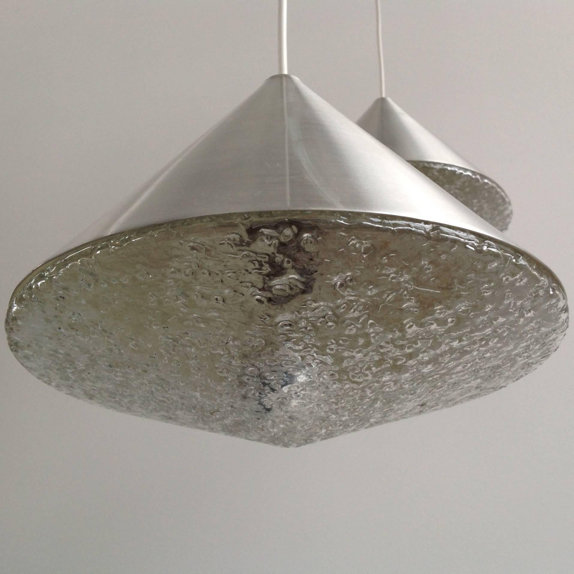 Three Beautiful Glass Chandeliers Cone Shape, Anno, 1970 In Good Condition For Sale In Brussels, BE