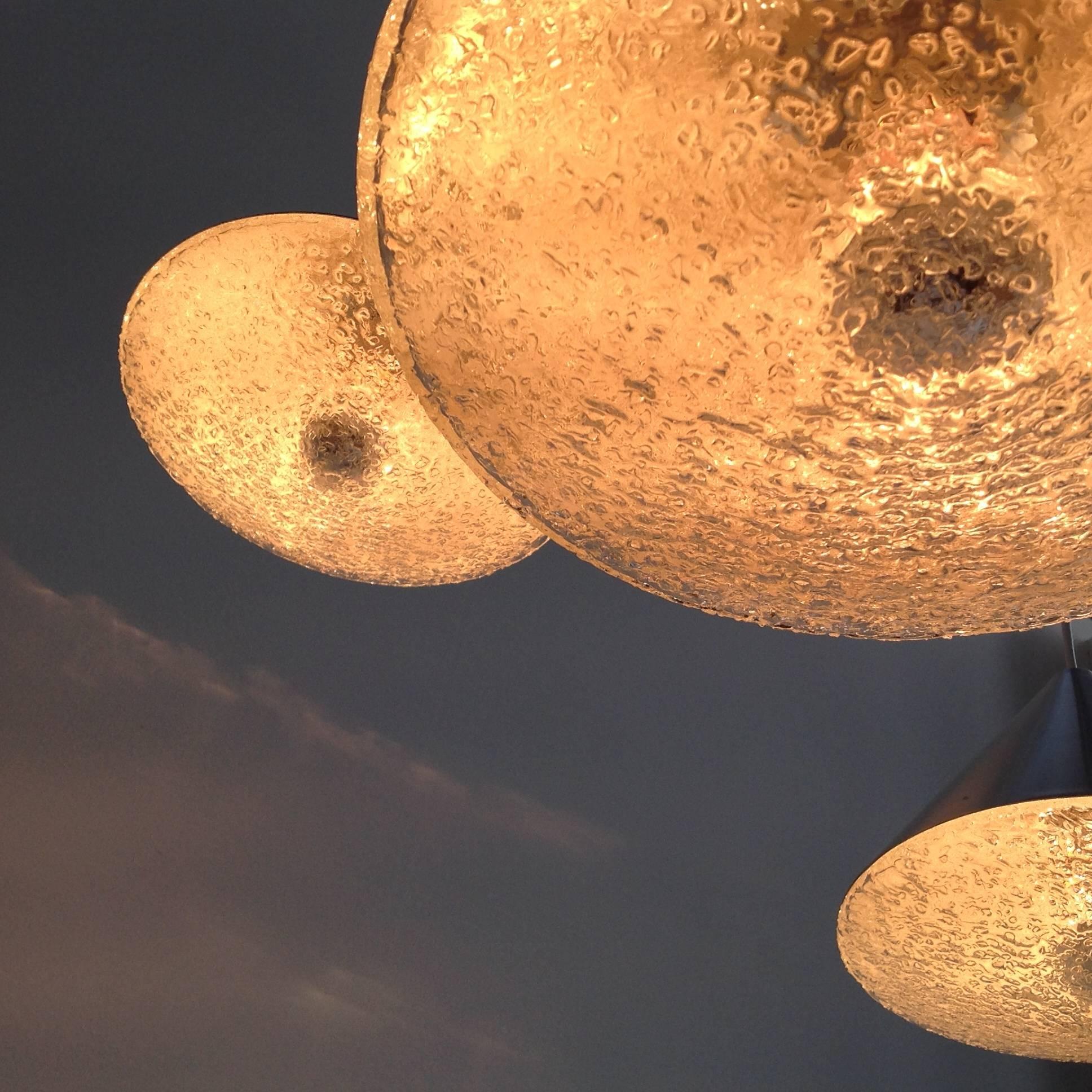 Aluminum Three Beautiful Glass Chandeliers Cone Shape, Anno, 1970 For Sale