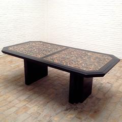 Jean-Claude Dresse Table or Desk with Horn Inlayed, Anno 1980