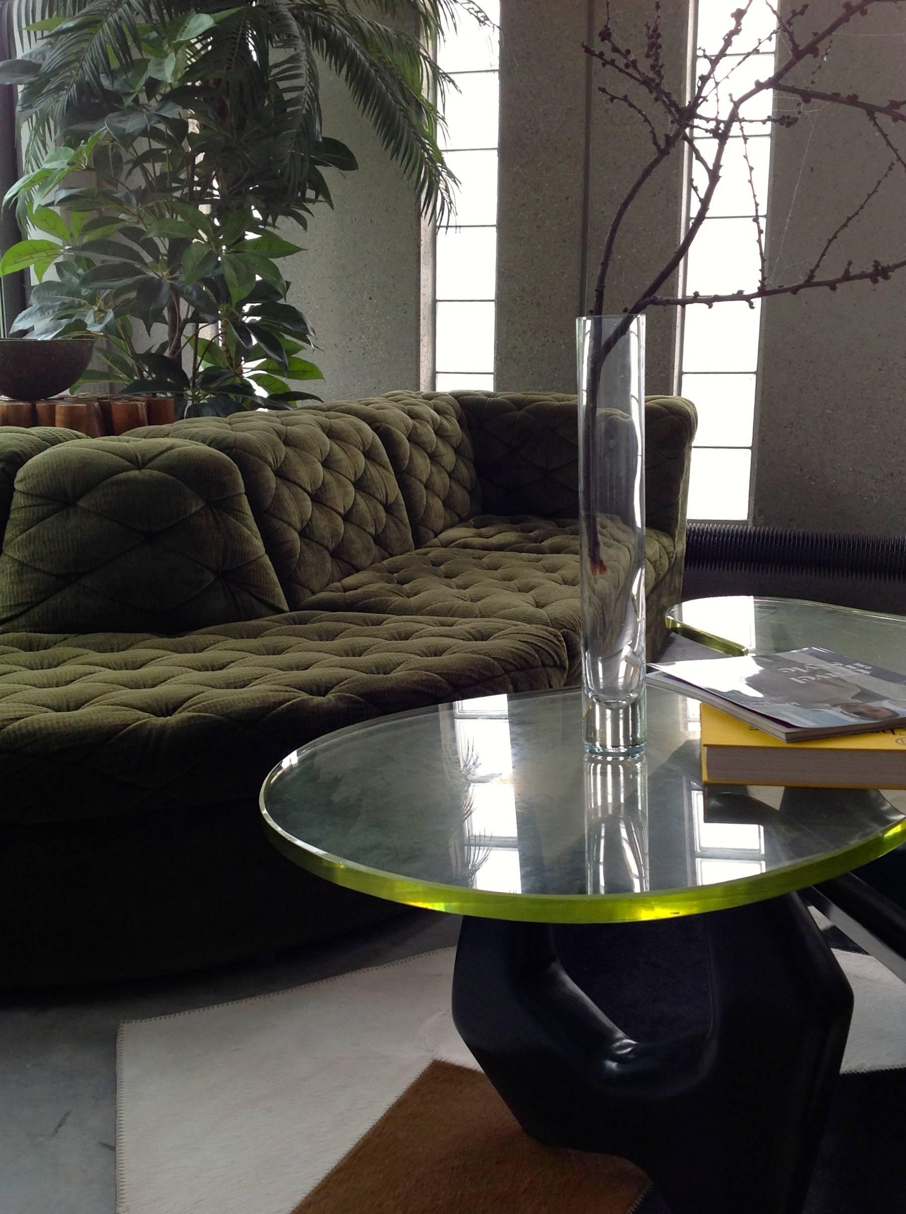 Late 20th Century Modular Sofa with Snake Pattern in Beautiful Grass Green Velvet, Top Condition