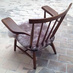 Four Beautiful Scandinavian Armchairs with New Sheepskin, Anno, 1960s