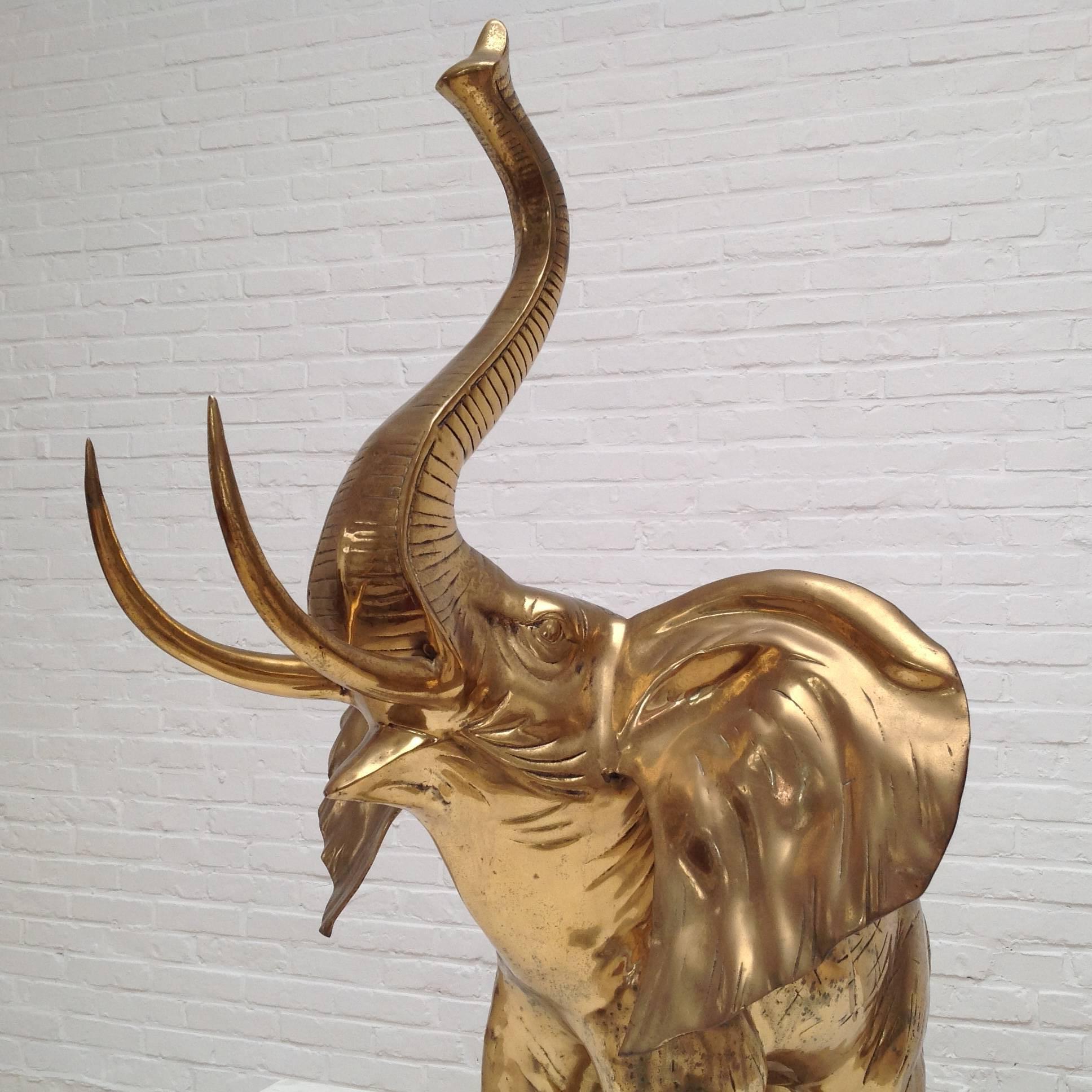 Extra Large Heavy Elephant Sculpture in Brass, 1970s For Sale 2