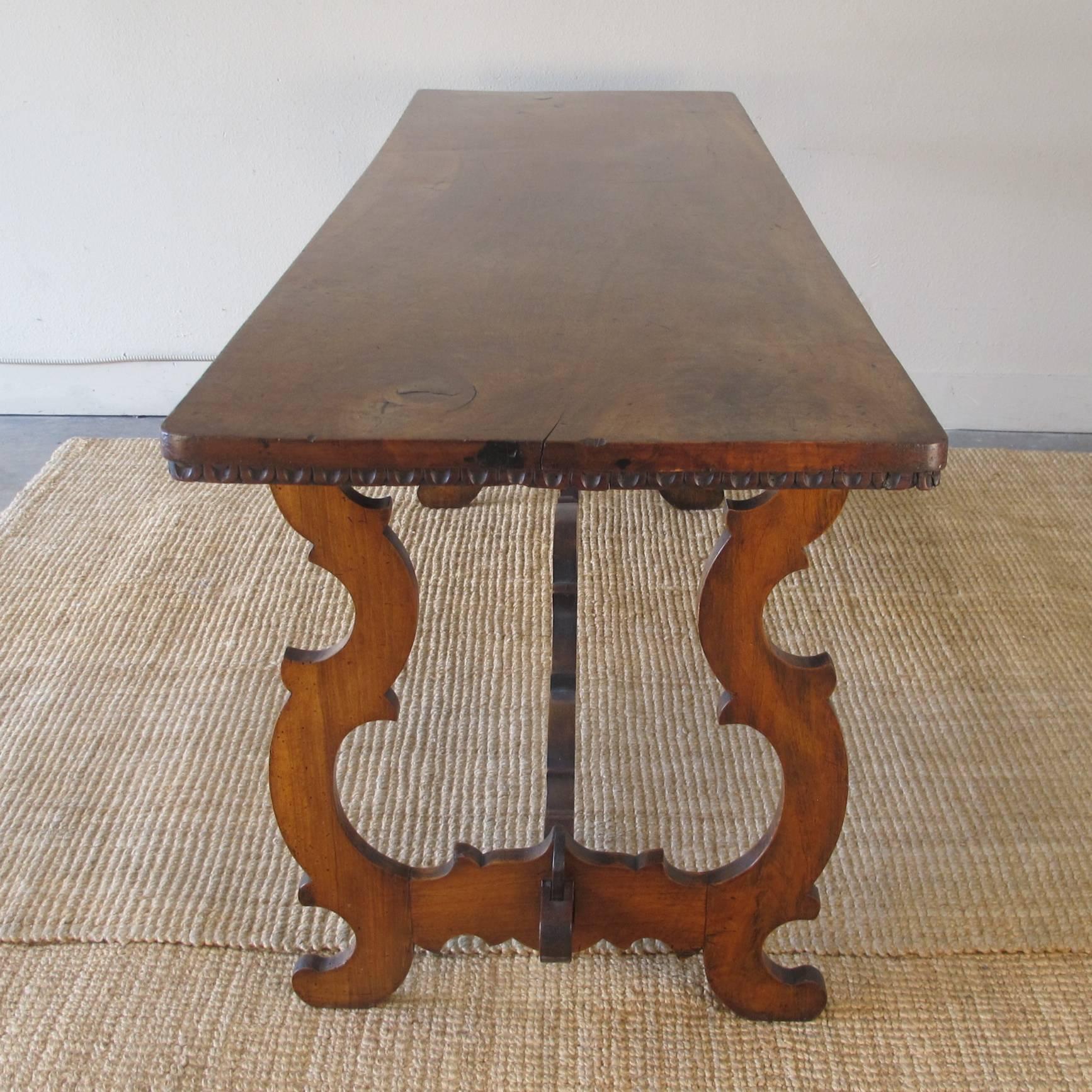 Late 18th, early 19th century Spanish walnut trestle table. Gorgeous color. Courtesy to the trade.
