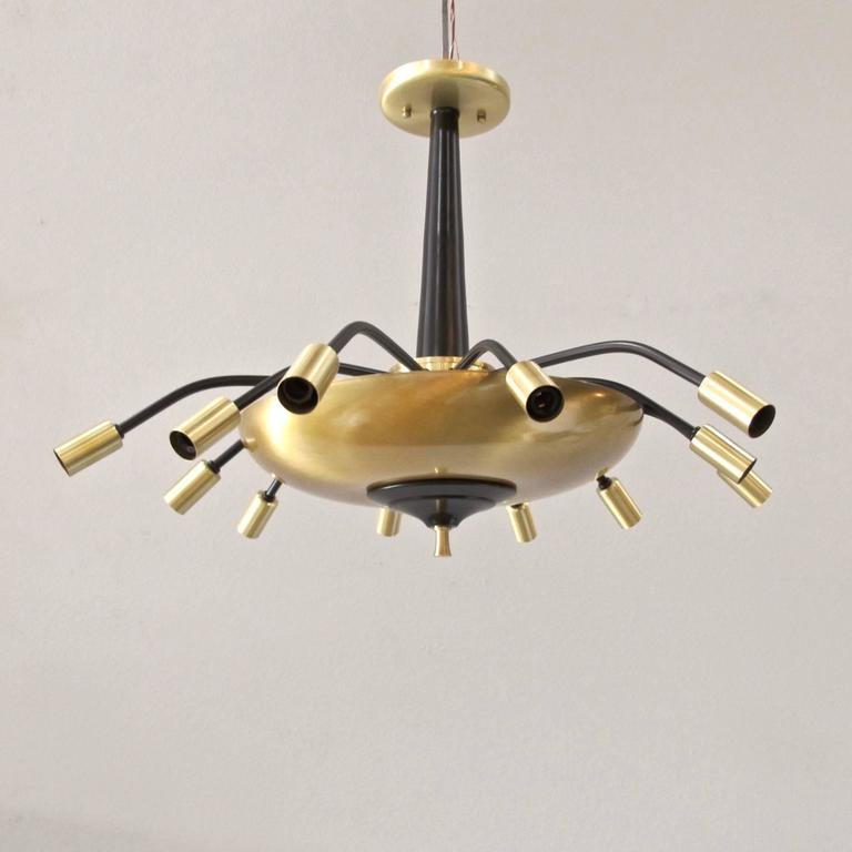 Black And Brass Ceiling Mount With Vintage Parts For At 1stdibs Custom Flush Mount Created With Vintage Parts 14 Candelabra Base Lights And Two Um