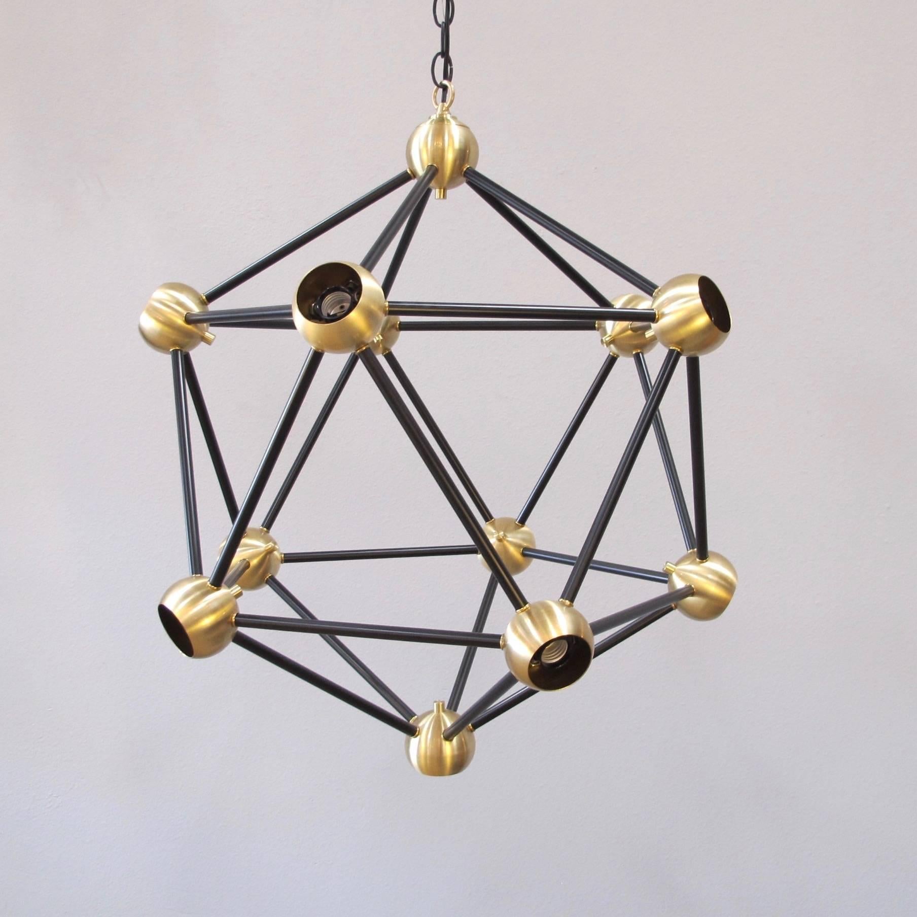 ON SALE!  Black and Brass Pendant Light In Excellent Condition For Sale In Encinitas, CA