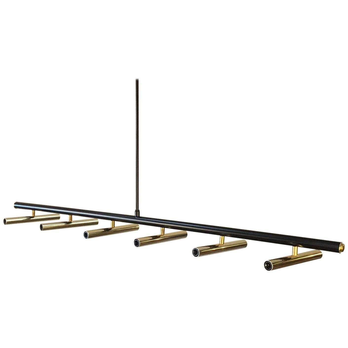 Black and Brass Linear Chandelier
