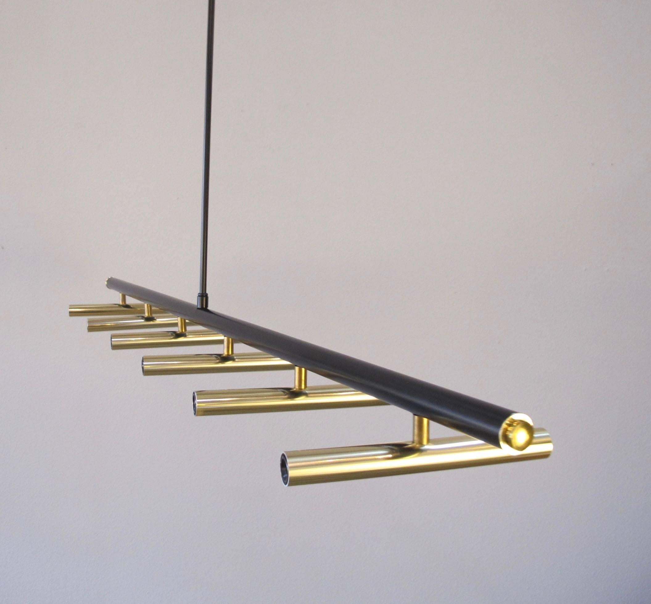 Black and Brass Linear Chandelier 2
