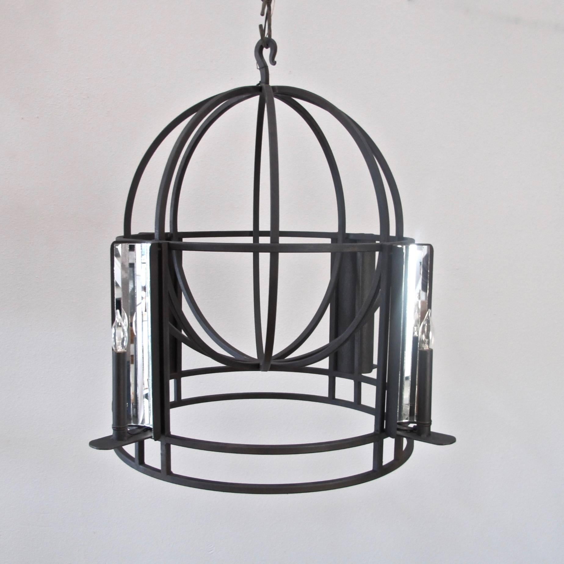 American Mirrored Globe Chandelier For Sale