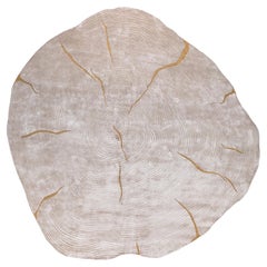 Tappeto annodato a mano “Ethereal Sandscape” – Motivo astratto e delicato in marmo e sabbia bianca – 6x6 piedi