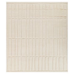 Barefoot Bliss Abstract Soft Wool 10x14 Ft Undyed White Hand Knotted Rug Carpet