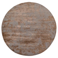 Silk Trellis Soft 6 Feet Round Abstract Ashwood & Honey Hand Knotted Rug Carpet