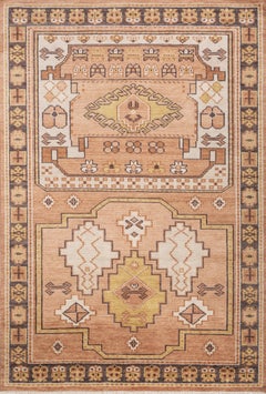 Jaipur Rugs 6x9 Piedi Tappeto annodato a mano in lana moderno beige e marrone