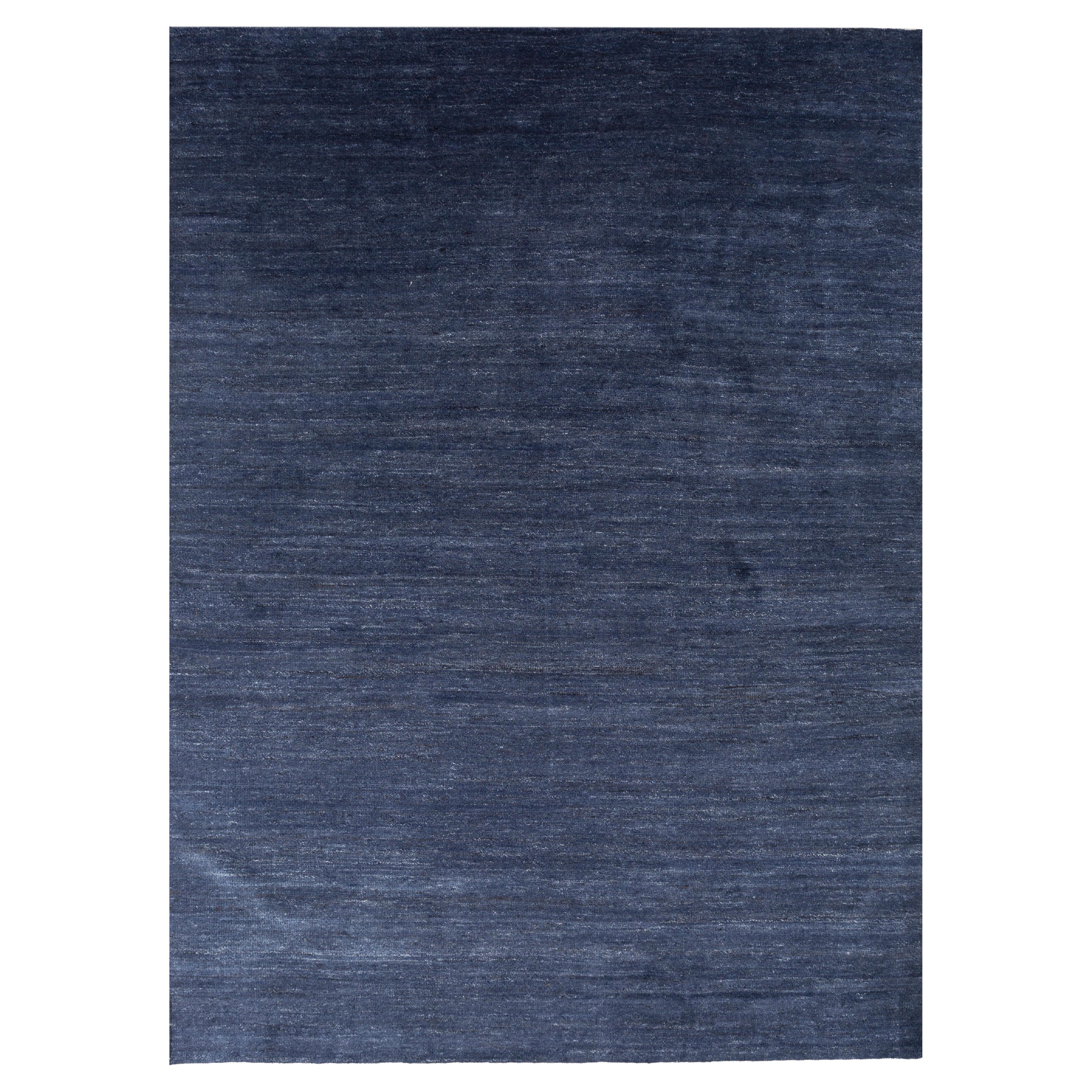 Jaipur Rugs 8'6x12 Feet Tappeto annodato a mano in lana moderno blu