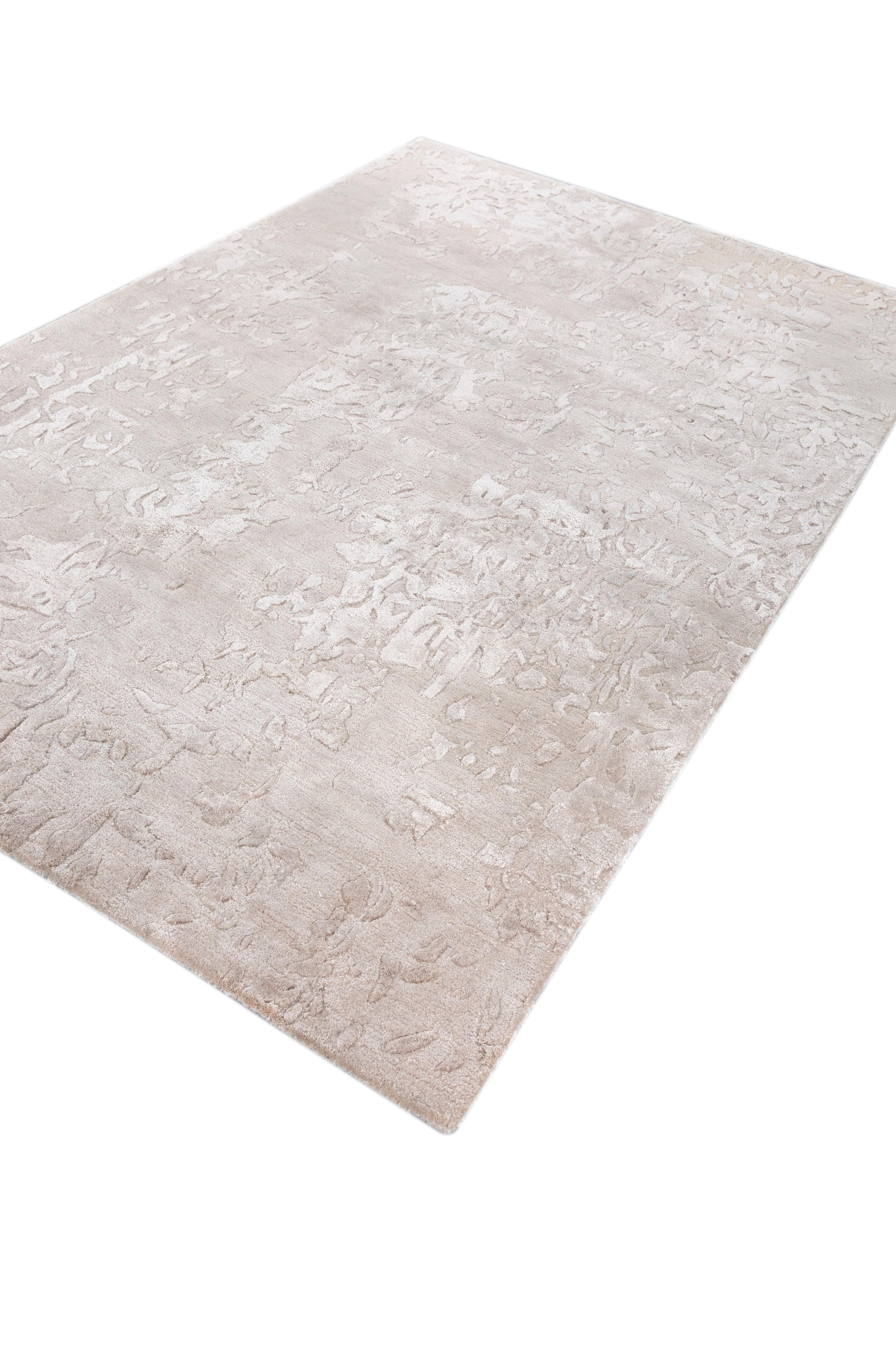Jaipur Teppiche 5x8 Füße Hand getuftet Teppich Wolle & Viskose Moderne Elfenbein Teppich (Handgeknüpft) im Angebot