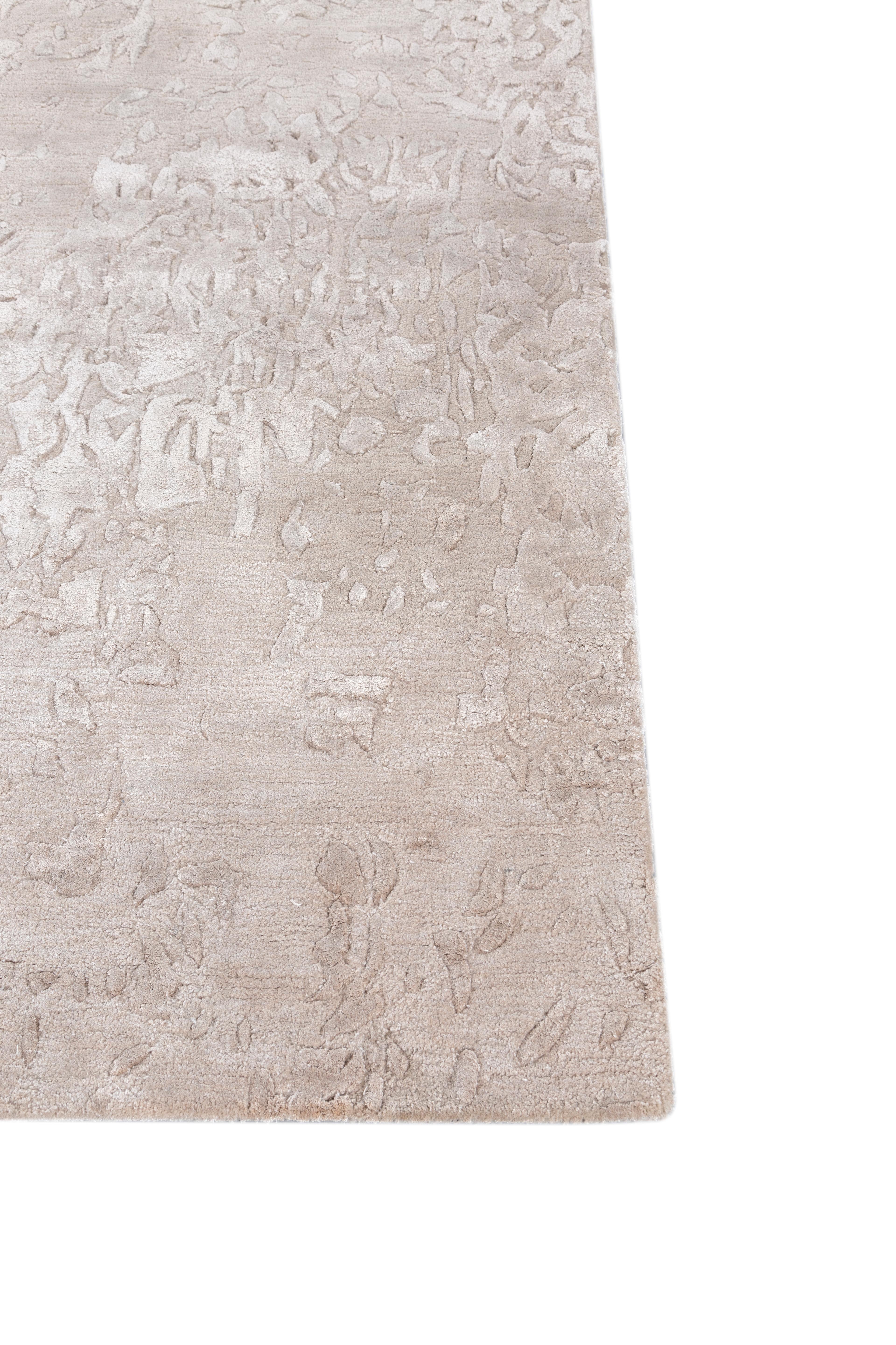 Jaipur Teppiche 5x8 Füße Hand getuftet Teppich Wolle & Viskose Moderne Elfenbein Teppich (Indisch) im Angebot