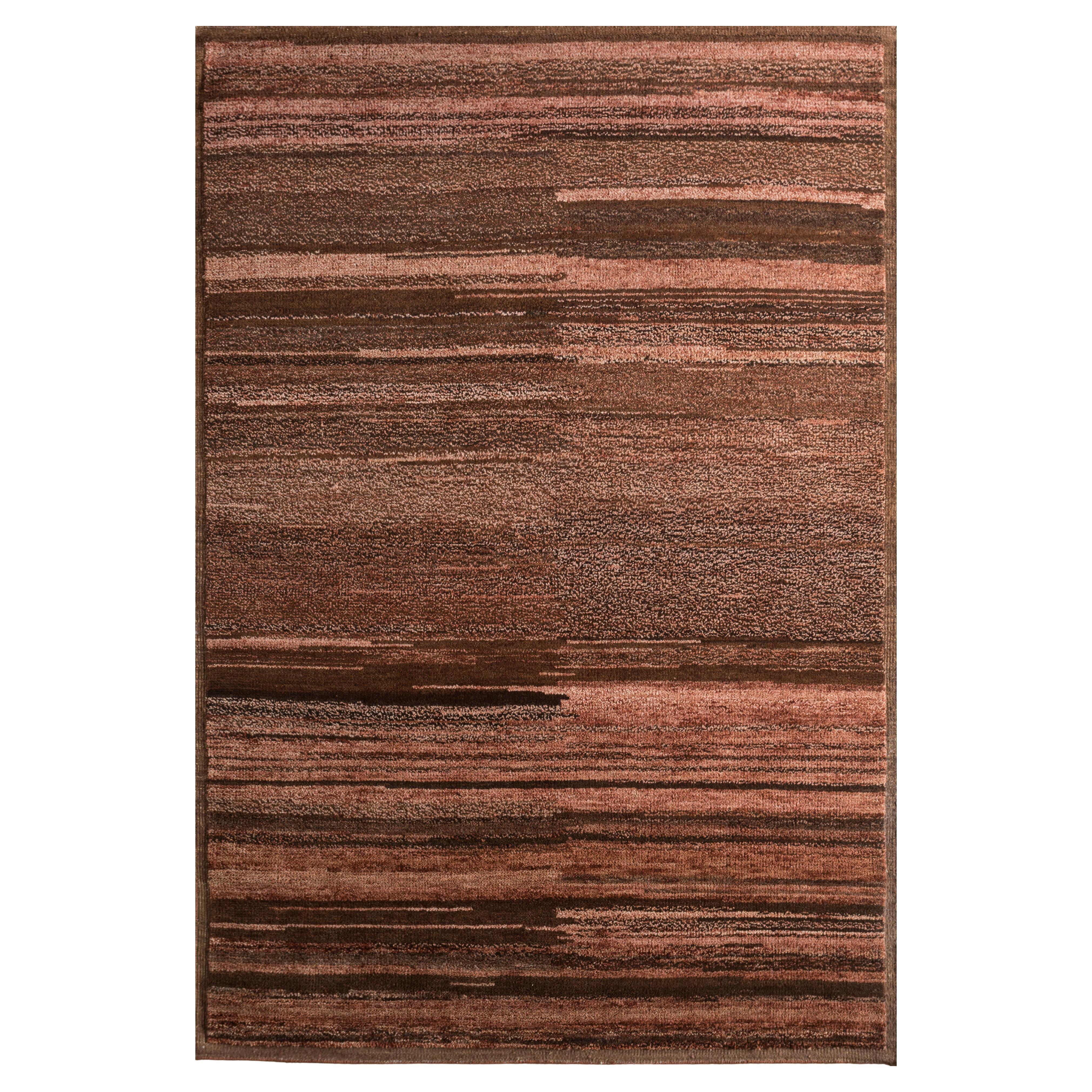 Jaipur Rugs 5x8 Piedi Tappeto annodato a mano in lana moderno beige e marrone