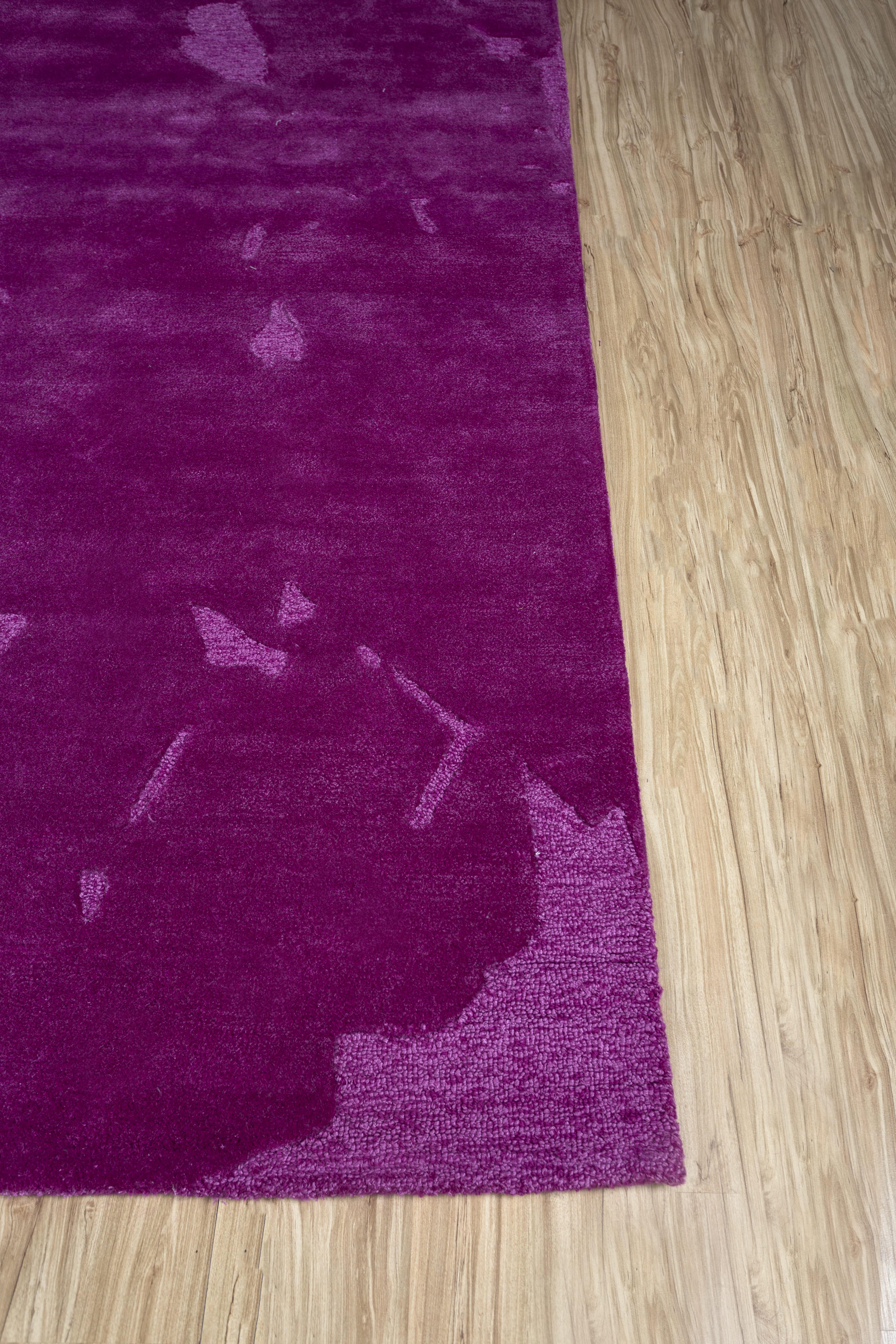 Moderno Tappeti Jaipur 6x9 Piedi Tappeto trapuntato a mano in lana e viscosa moderno rosa e viola in vendita