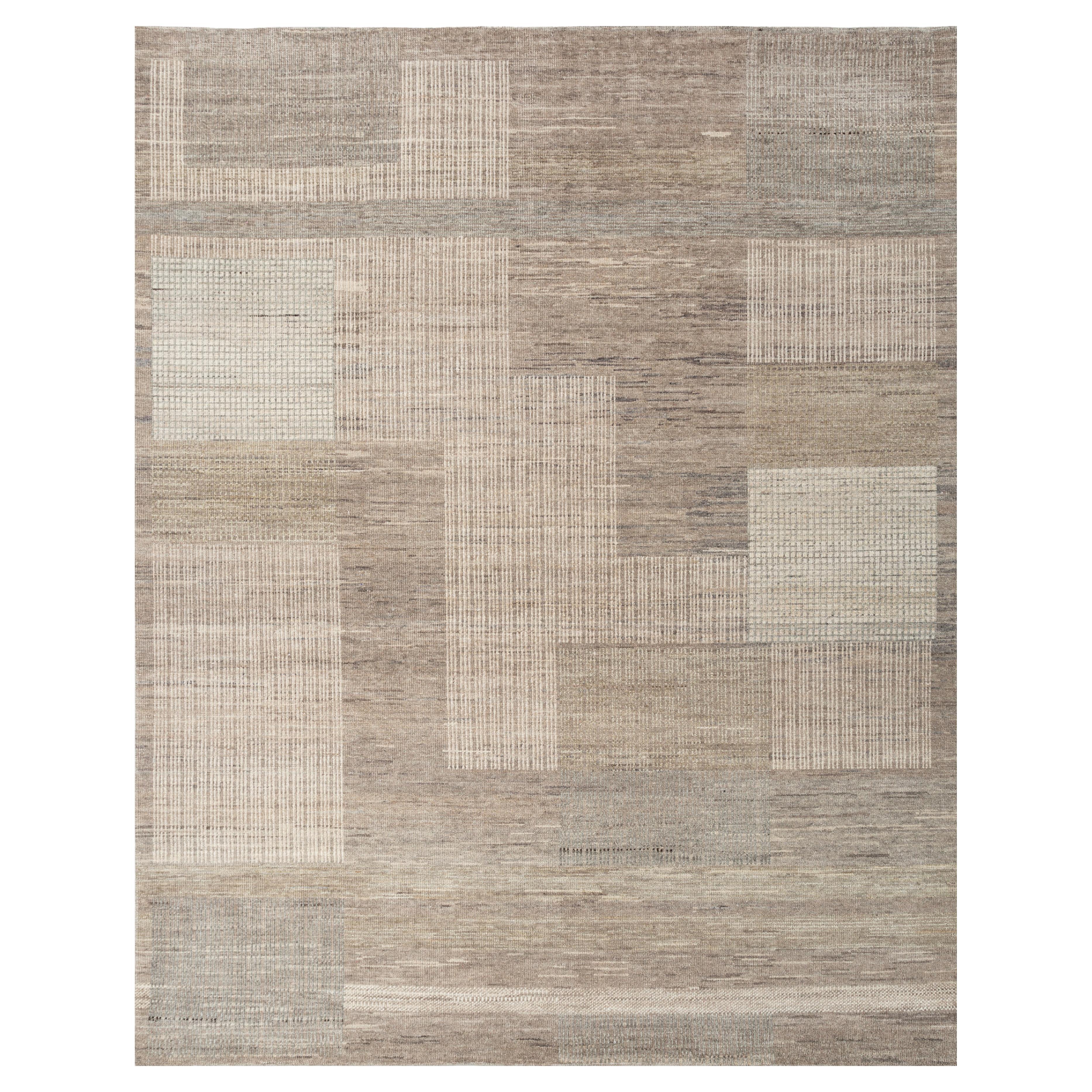 Jaipur Rugs 8x10 Piedi Tappeto annodato a mano in lana moderno beige e marrone