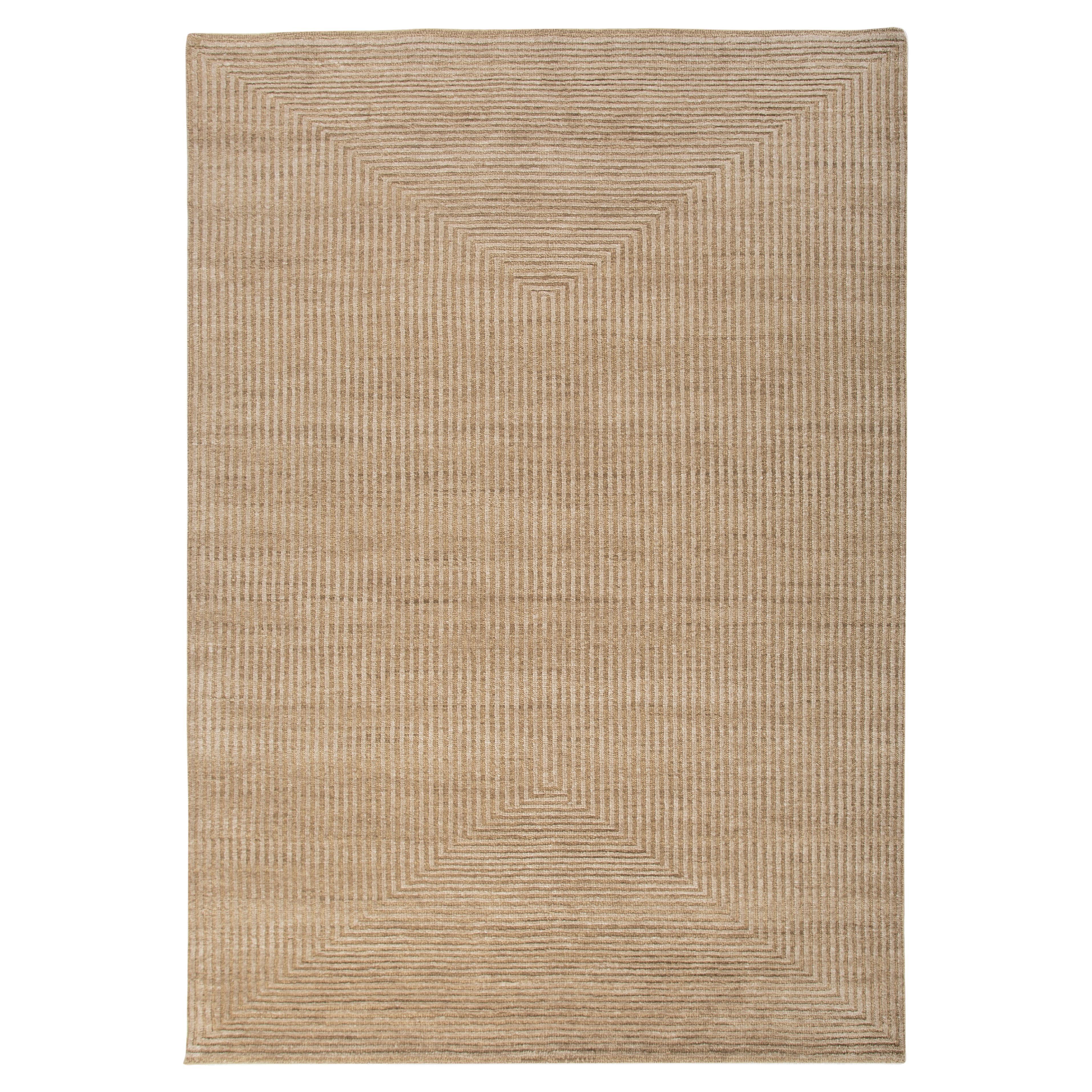 Jaipur Rugs 6x9 Piedi Tappeto annodato a mano in lana moderno beige e marrone
