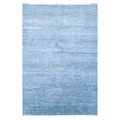 Jaipur Rugs Tapis noué à la main 6x9 pieds Laine et viscose Tapis moderne bleu