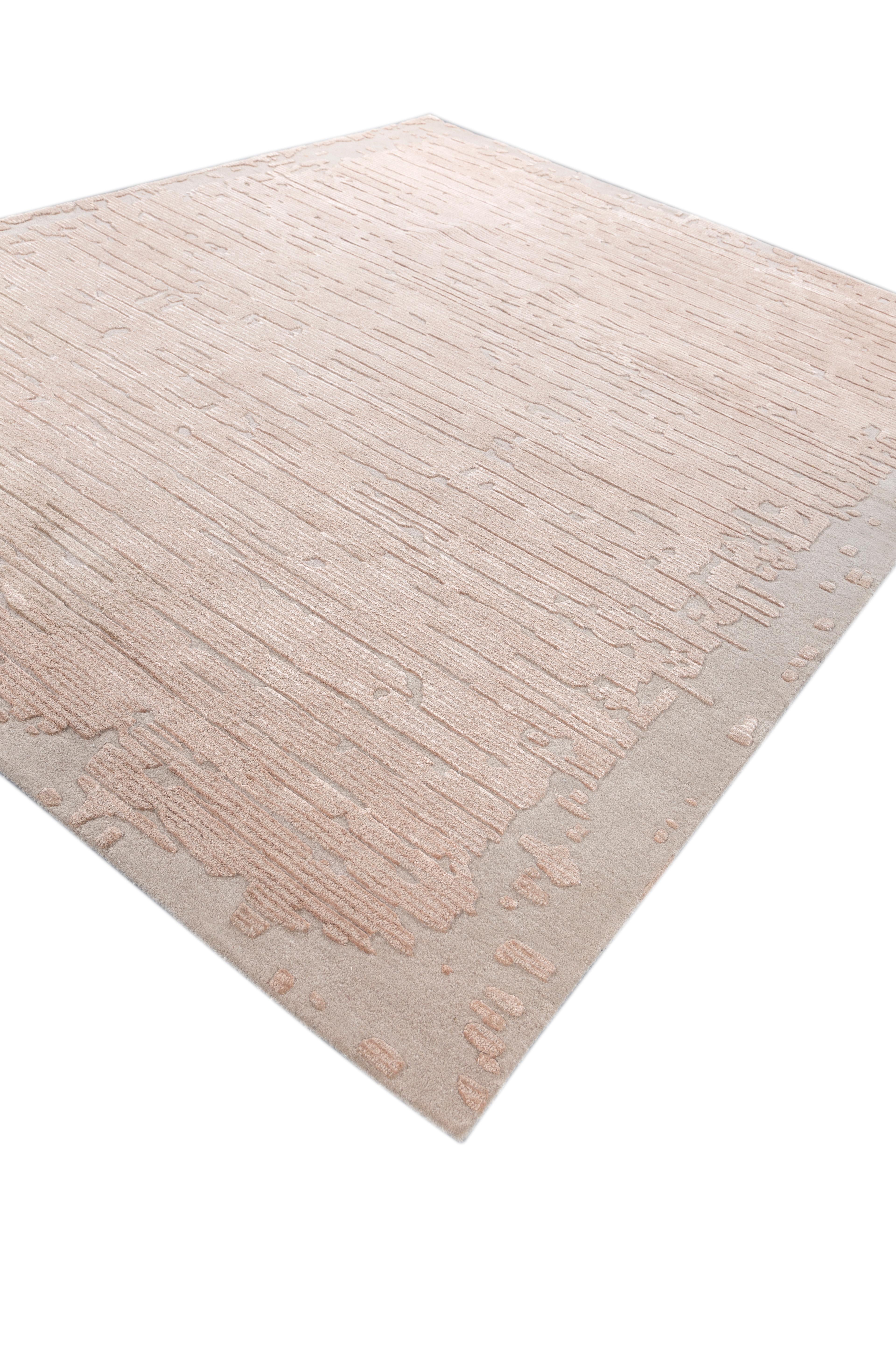 Indiano Tappeto Jaipur 6x9 Piedi Tappeto di lana moderno beige e marrone, trapuntato a mano in vendita