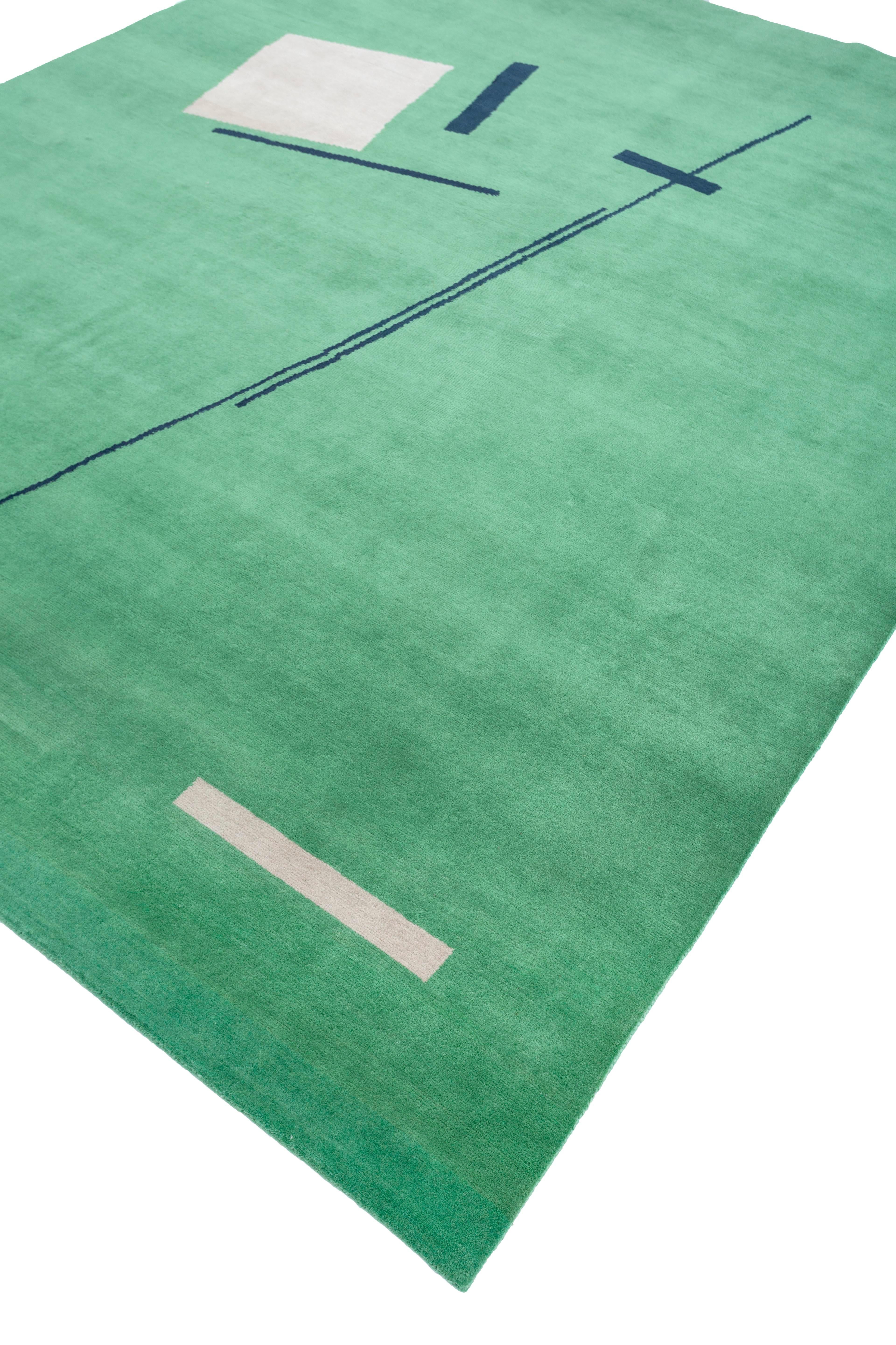 Tappeto Jaipur Rugs 6x9 Piedi Annodato a mano Tappeto in Lana Moderno Verde In condizioni Nuovo in vendita a Milano, IT
