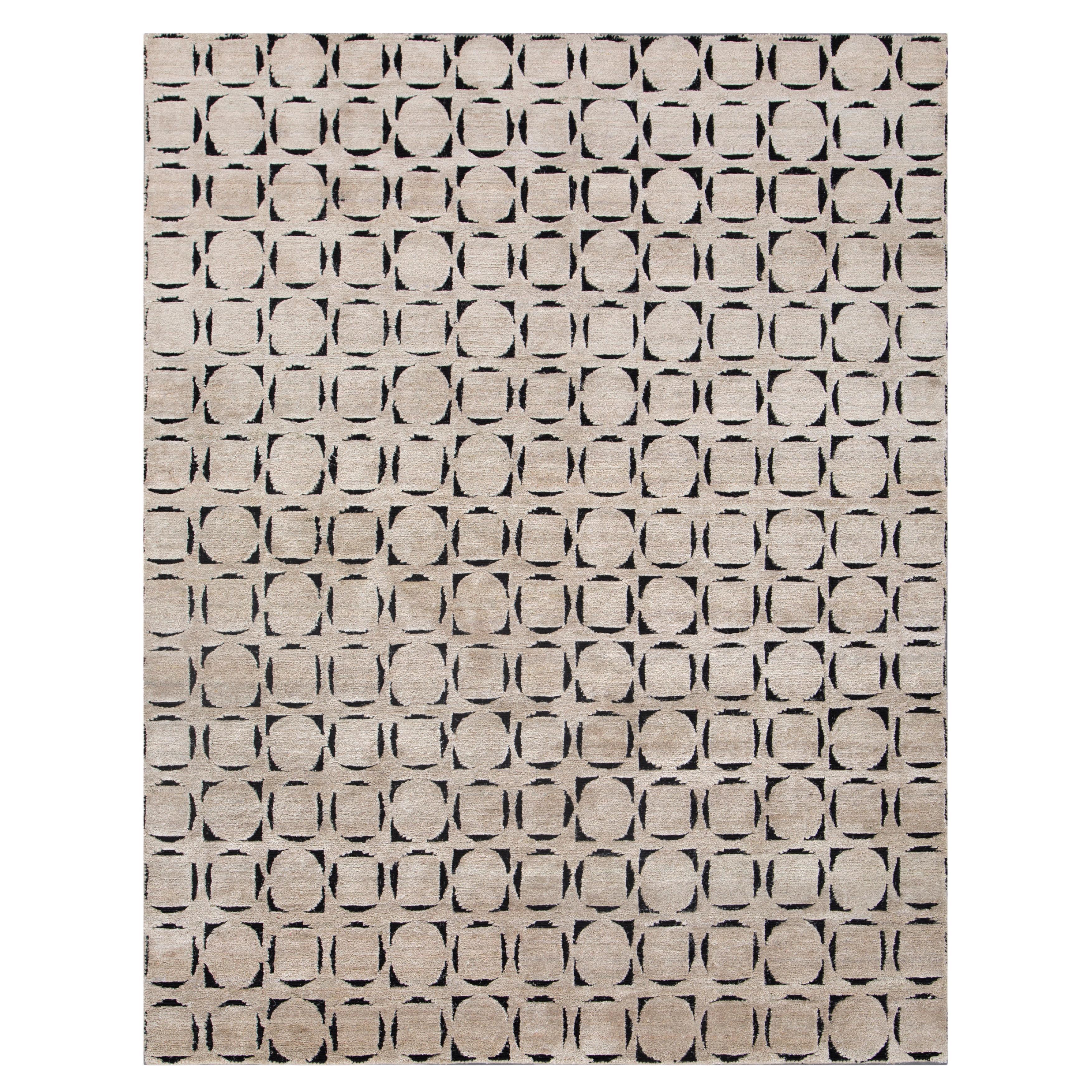 Jaipur Rugs 8x10 Piedi Tappeto annodato a mano in lana e seta moderno avorio