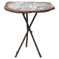 Tavolo Scultoreo in Legno Fossile e Bronzo - Pezzo Unico - Europa - Metà '900