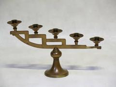 Pair of Copper-Coloured Stepped Candle Holders, France, circa 1920s